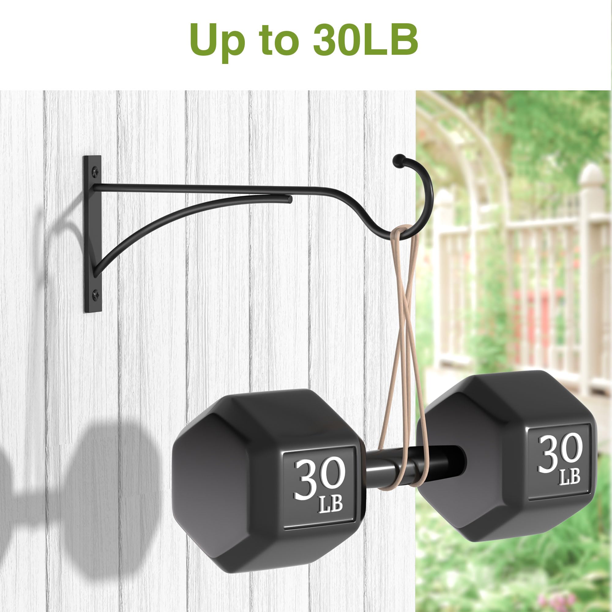 11 Inch Black Metal Wall Hooks for Hanging Baskets - Heavy Duty Outdoor Plant Hangers for Bird Feeders, Wind Chimes, Flower Pots & Lanterns (2 Pack) - Perfect for Garden, Patio & Home Decor