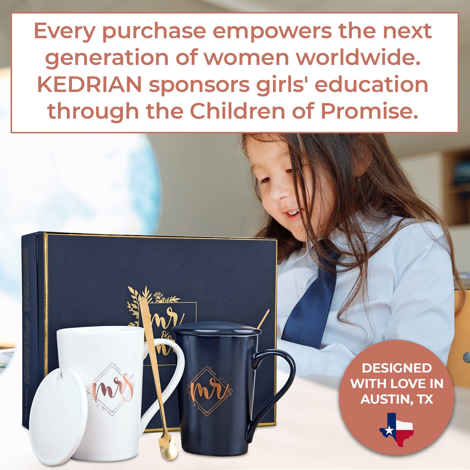 KEDRIAN Mr and Mrs Coffee Mug Set - Best Wedding Gift for Couples, Newlyweds & Anniversaries - His and Her Matching Mugs for Engagement, Marriage & Romantic Occasions - Perfect for Morning Coffee, Anniversary Celebrations & Couple Gift Ideas