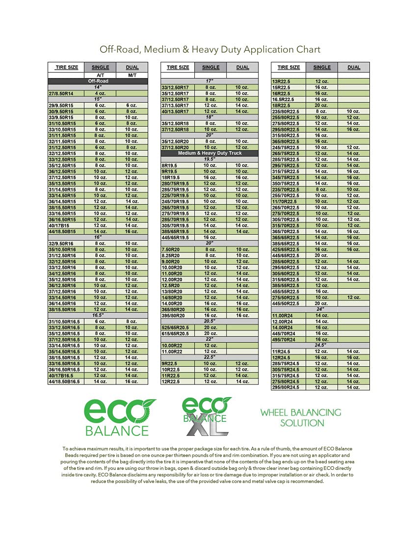 ECO Balance 20-ECOXL12 ECO XL Extreme Condition Tire Balancing Beads - 12 Pack (20oz Each) for Off-Road Vehicles & Light Duty Trucks | Wheel Weights Alternative | Improve Ride Comfort on Rough Terrain & Highway Driving