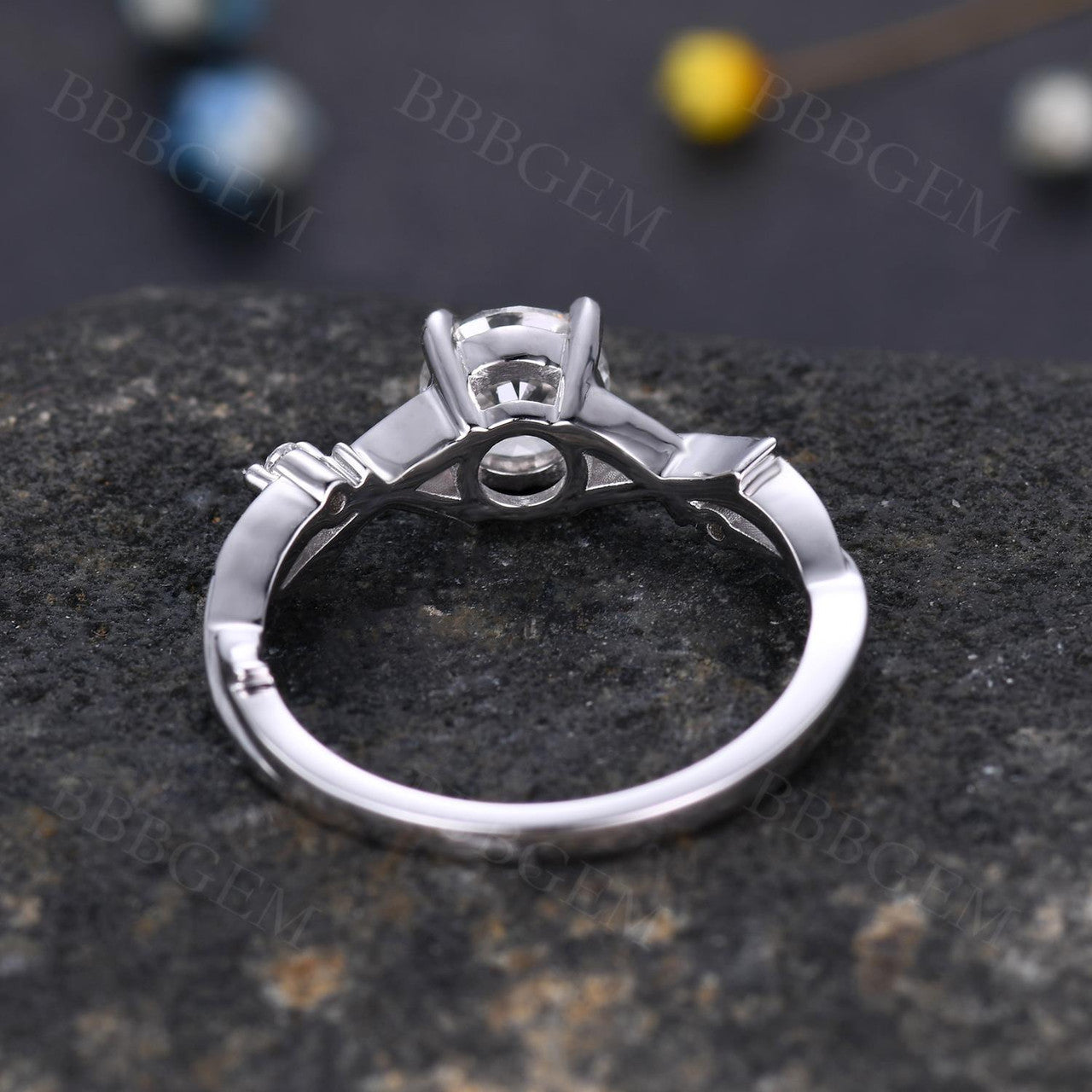 1.2 Carat Round Cut Moissanite Engagement Ring with Twist Band - Vintage Inspired Wedding Ring Set for Proposal & Anniversary Gifts - Perfect for Bridal Jewelry & Special Occasions