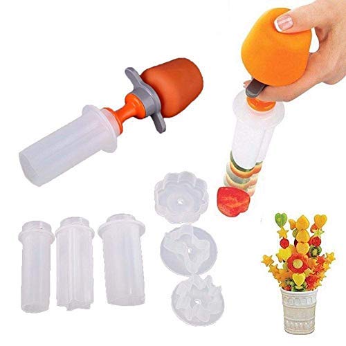 6-in-1 Multi-Shape Fruit & Vegetable Cutter Set - Plastic Cake Cookie Decorating Tool for DIY Food Art, Salad Garnishing, Party Platters & Kids Lunchbox Fun