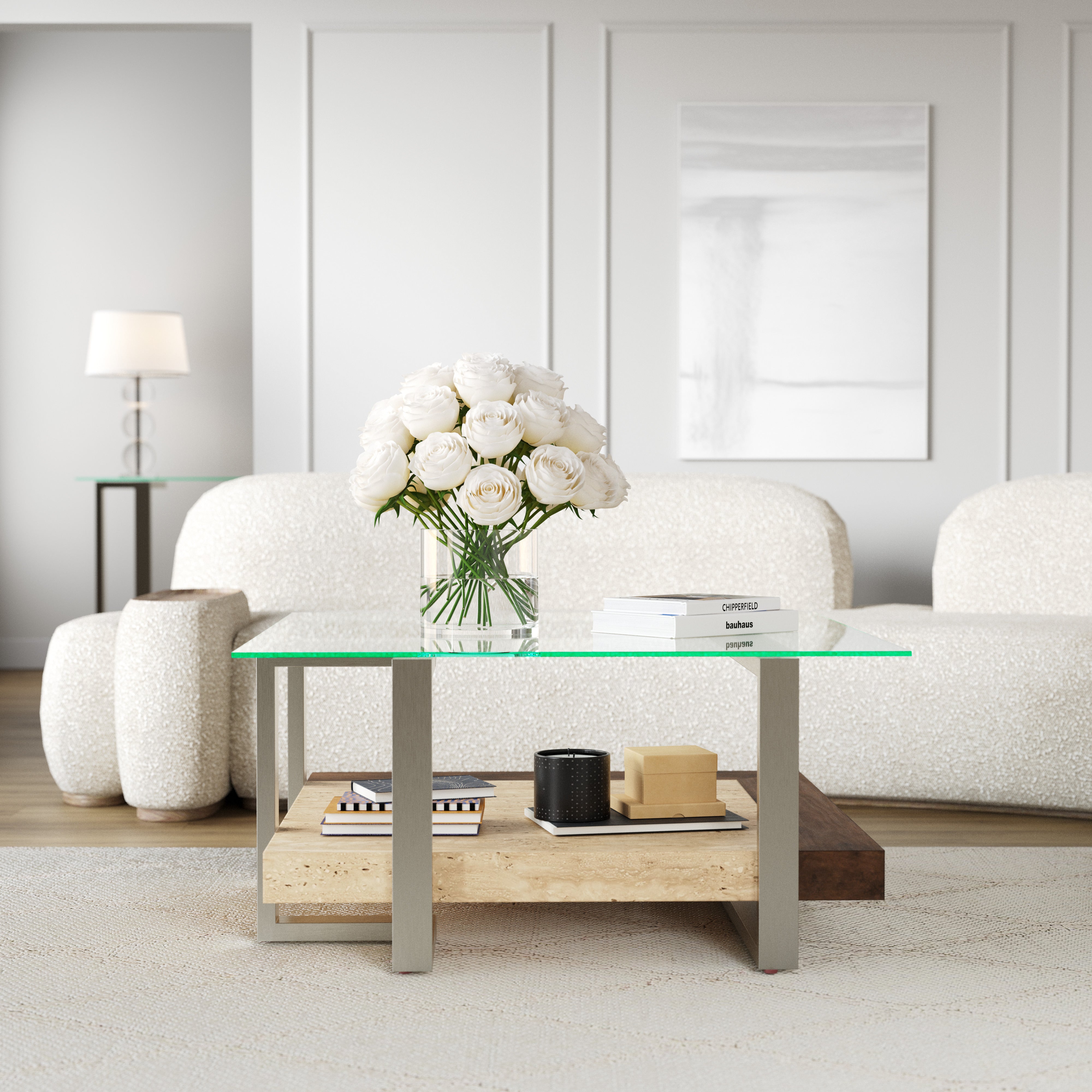 Roundhill Furniture Andes 3-Piece Coffee Table Set - Modern Living Room Set with Coffee Table & 2 End Tables for Home Decor & Entertainment Spaces