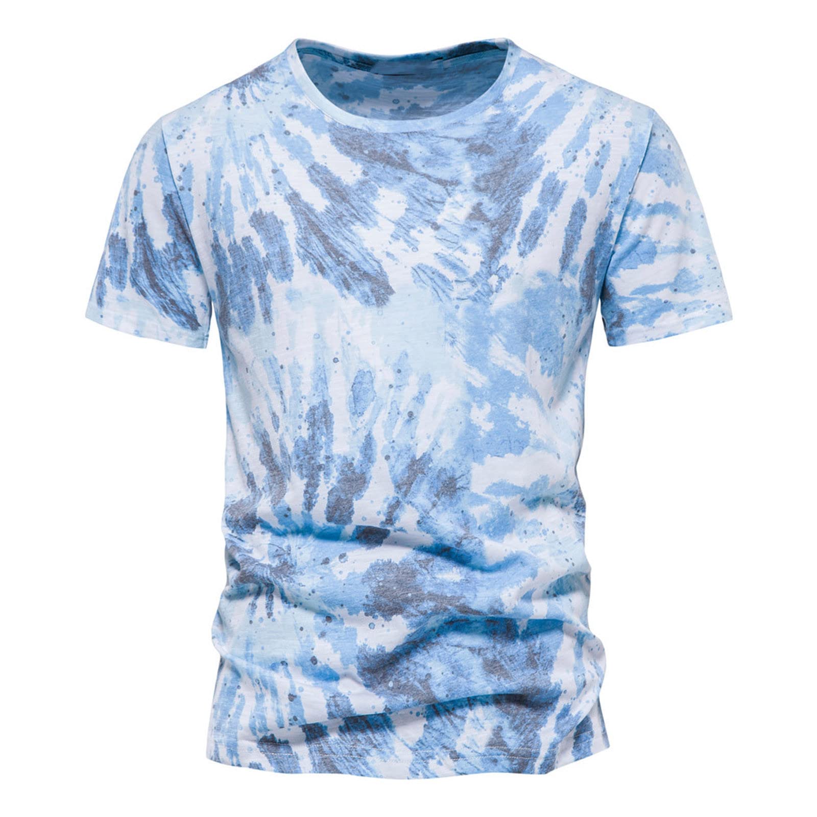 Men's Short Sleeve Tie Dye Printed T-Shirt - Colorful Crewneck Casual Tee for Beach & Summer Outfits | Perfect for Vacation, Pool Parties, and Everyday Wear