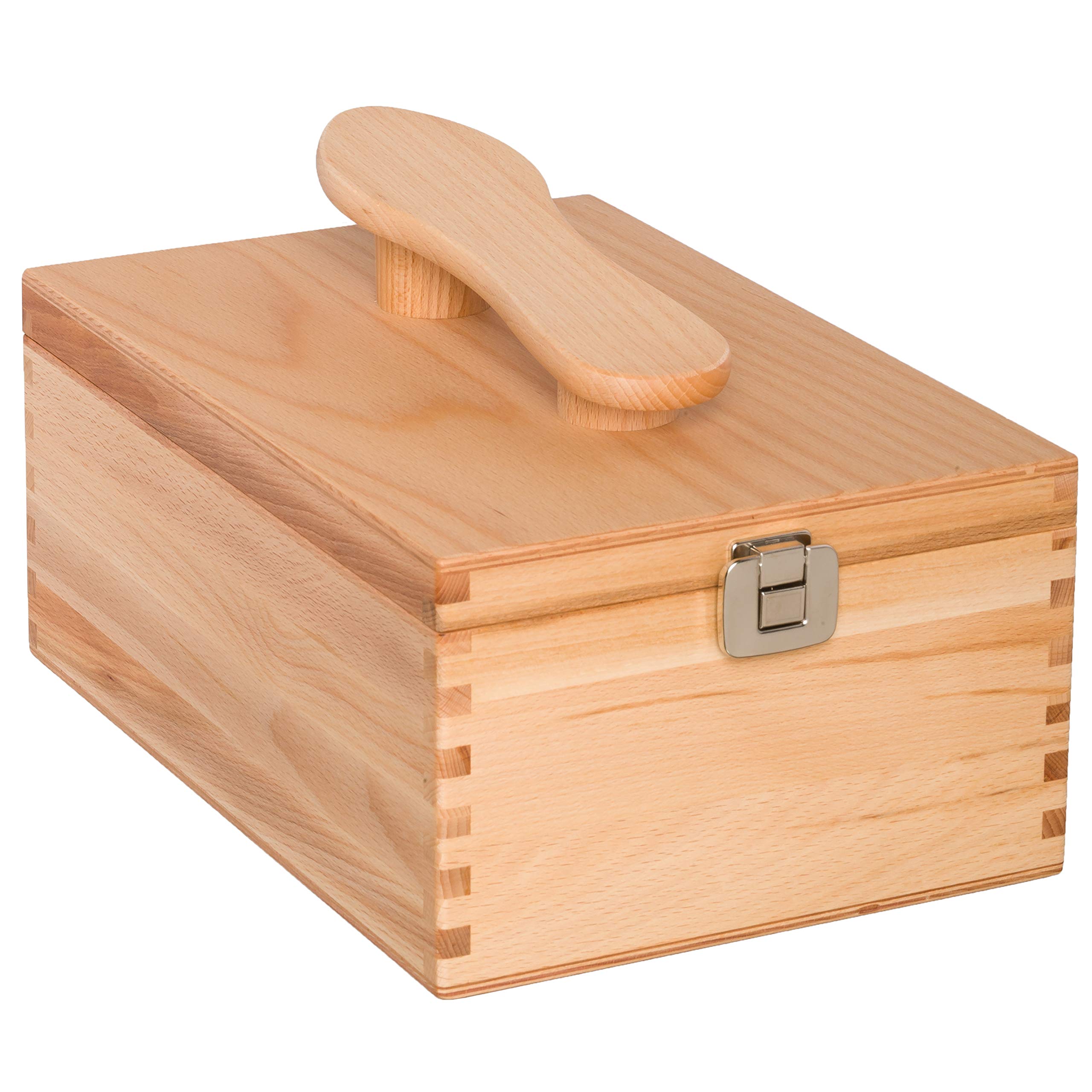 REDECKER Oiled Beechwood Shoe Cleaning Box with Folding Lid, 13.25 x 9 x 5.75 Inches - Wooden Shoe Storage & Shine Box for Boots & Dress Shoes - Vintage Style Shoe Care Organizer for Home, Office & Entryway