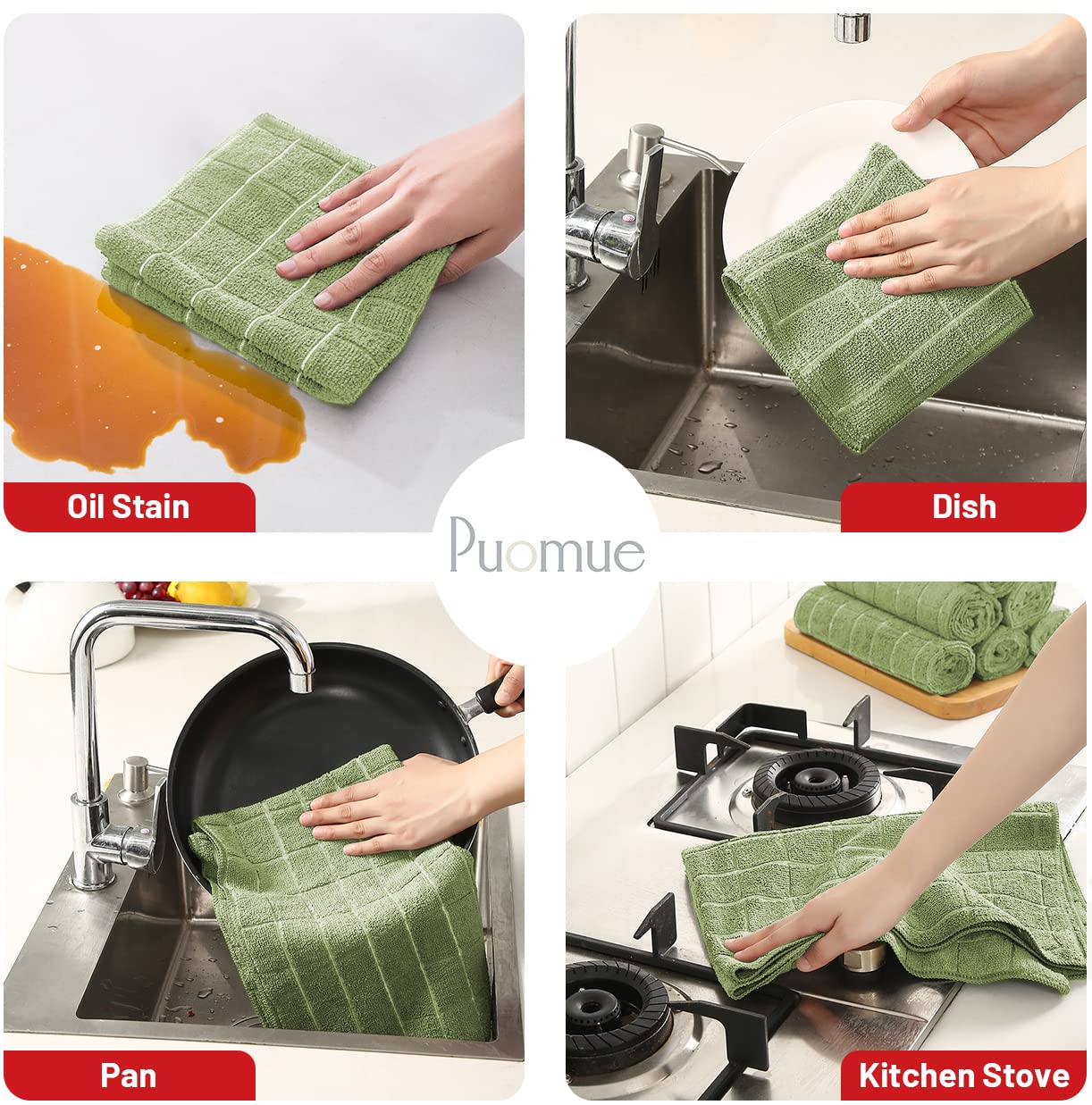Premium Microfiber Kitchen Towels & Dishcloths Set - 12 Pack (26x18
