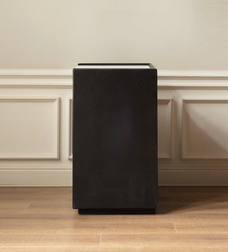 Black Walnut Solid Wood Slate Side Cabinet - Rustic Nightstand, Bedroom Storage, Living Room Accent Furniture for Home Decor