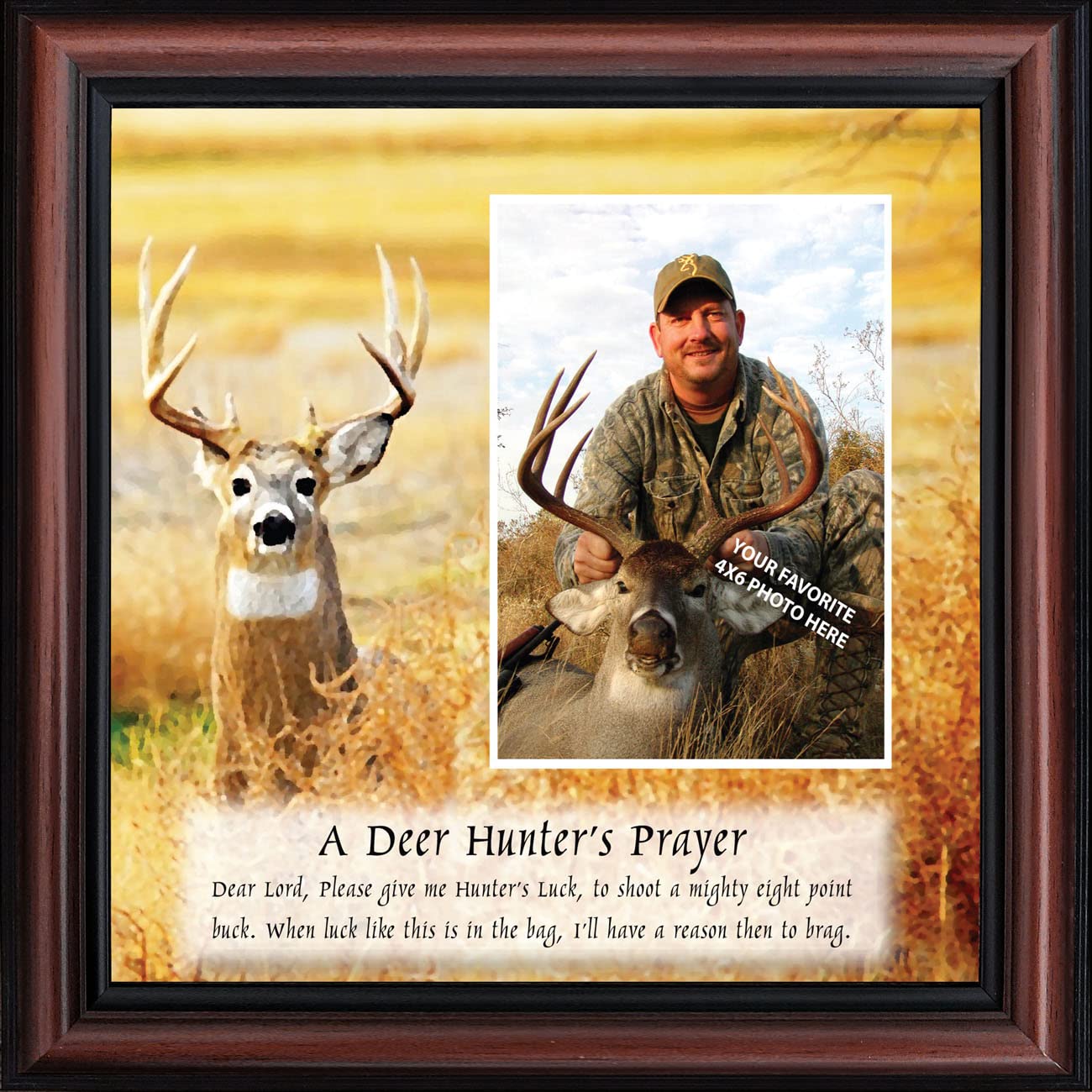 Crossroads Home Décor A Deer Hunter's Prayer Framed Hunting Picture 9707W - Rustic Cabin Wall Art for Hunting Lodge, Man Cave & Outdoor Enthusiast Decor