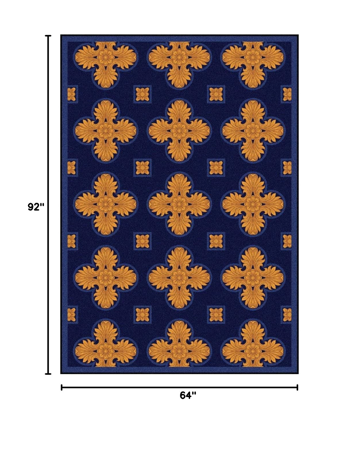 Joy Carpets Any Day Matinee Tivoli Theater Area Rug - Navy Blue Soft Living Room Carpet for Home Theater, Bedroom & Playroom Decor