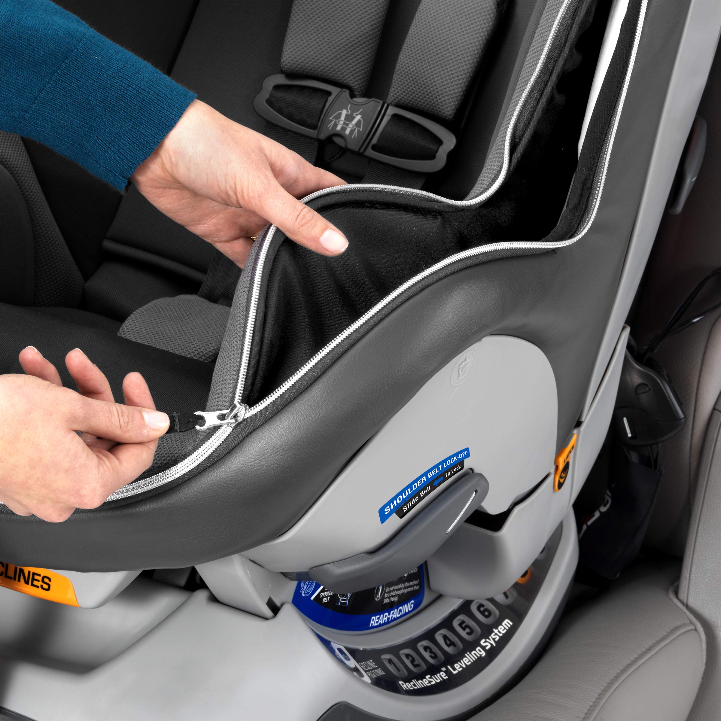 Chicco NextFit Zip Convertible Car Seat - Rear Facing 5-40 lbs & Forward Facing 25-65 lbs - Premium Infant & Toddler Safety Seat with Easy Zip Installation - Carbon Black Grey - Perfect for Family Travel, Road Trips & Daily Commute