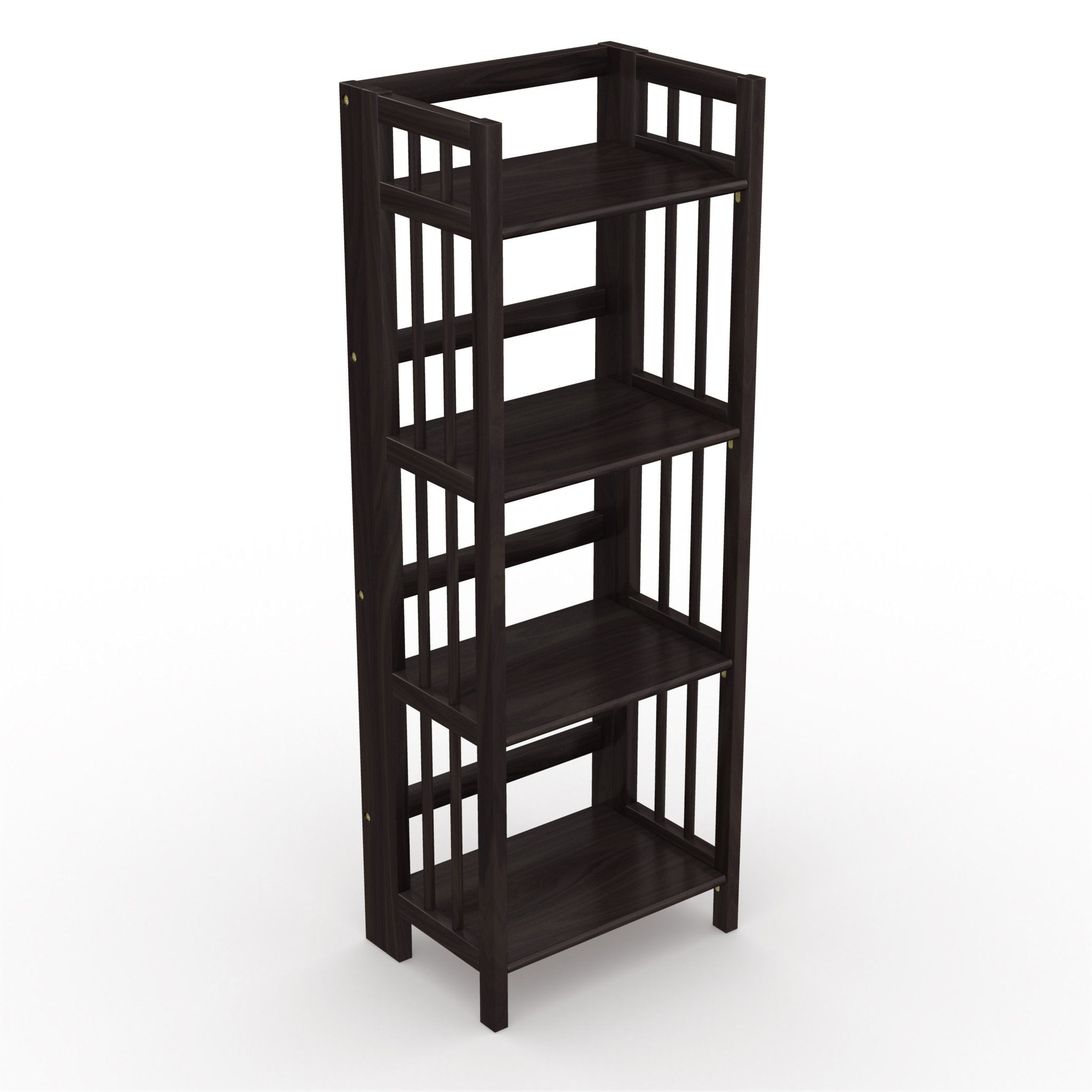 STONY-EDGE 4-Tier Folding Bookshelf - Espresso Wood Finish - 45