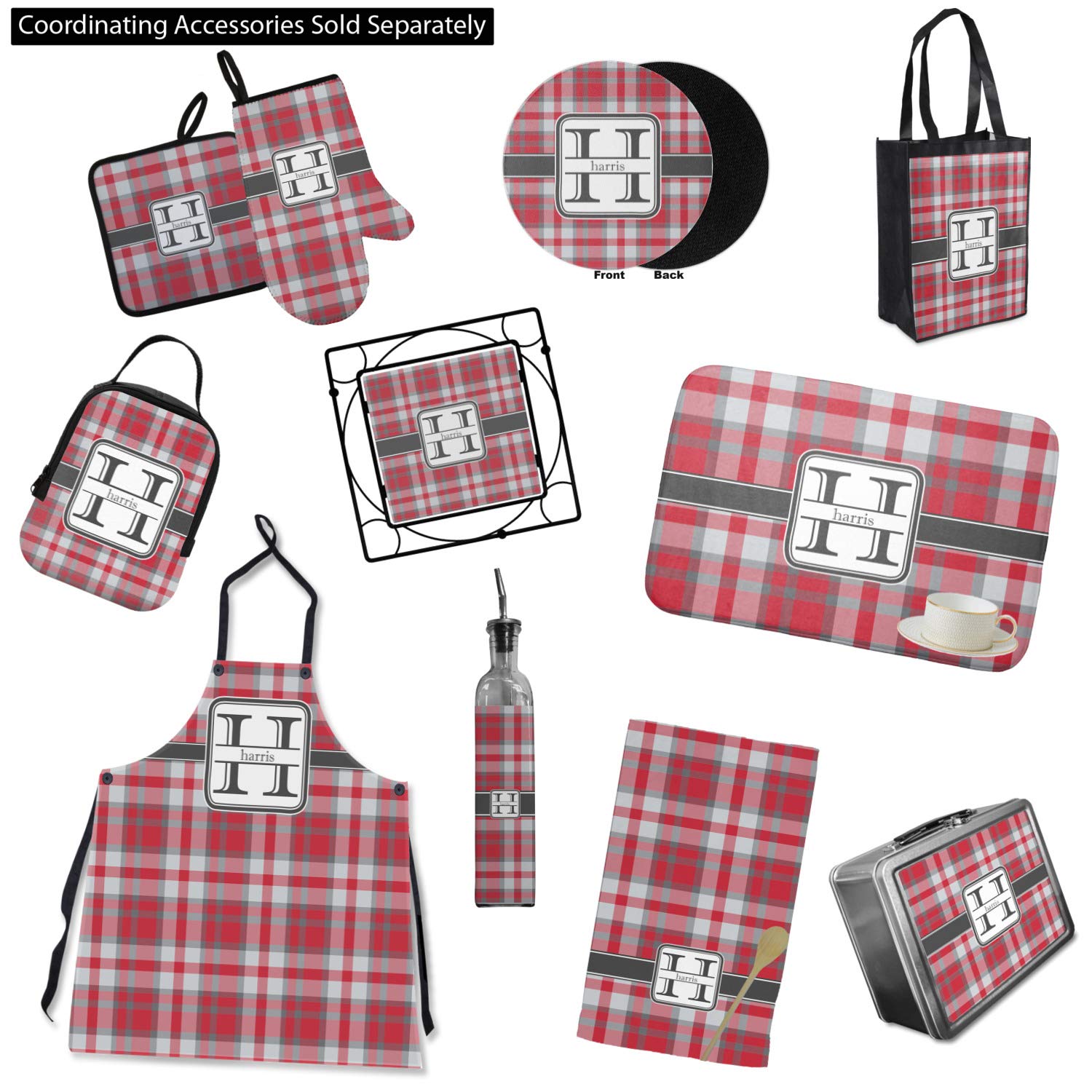 Personalized Red & Gray Plaid Insulated Lunch Box for Work, School & Picnics - Leakproof & Durable Food Container