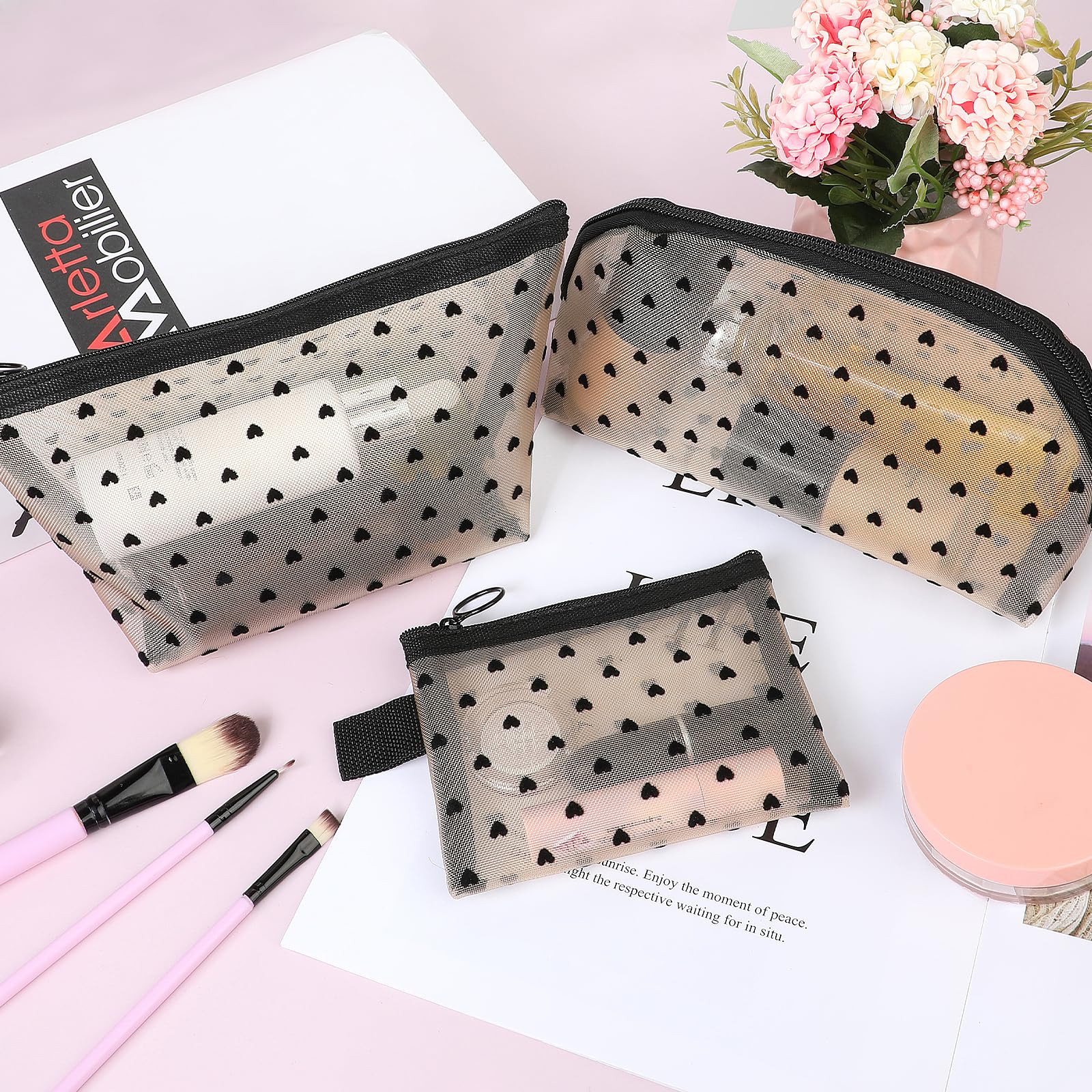 4 Pack Small Mesh Zipper Pouch Bags - Cosmetic Organizer for Women, Makeup Bags & Lipstick Storage - Travel Kit Accessories for Toiletries, Jewelry, and Small Items - Perfect for Travel, Gym, and Daily Organization