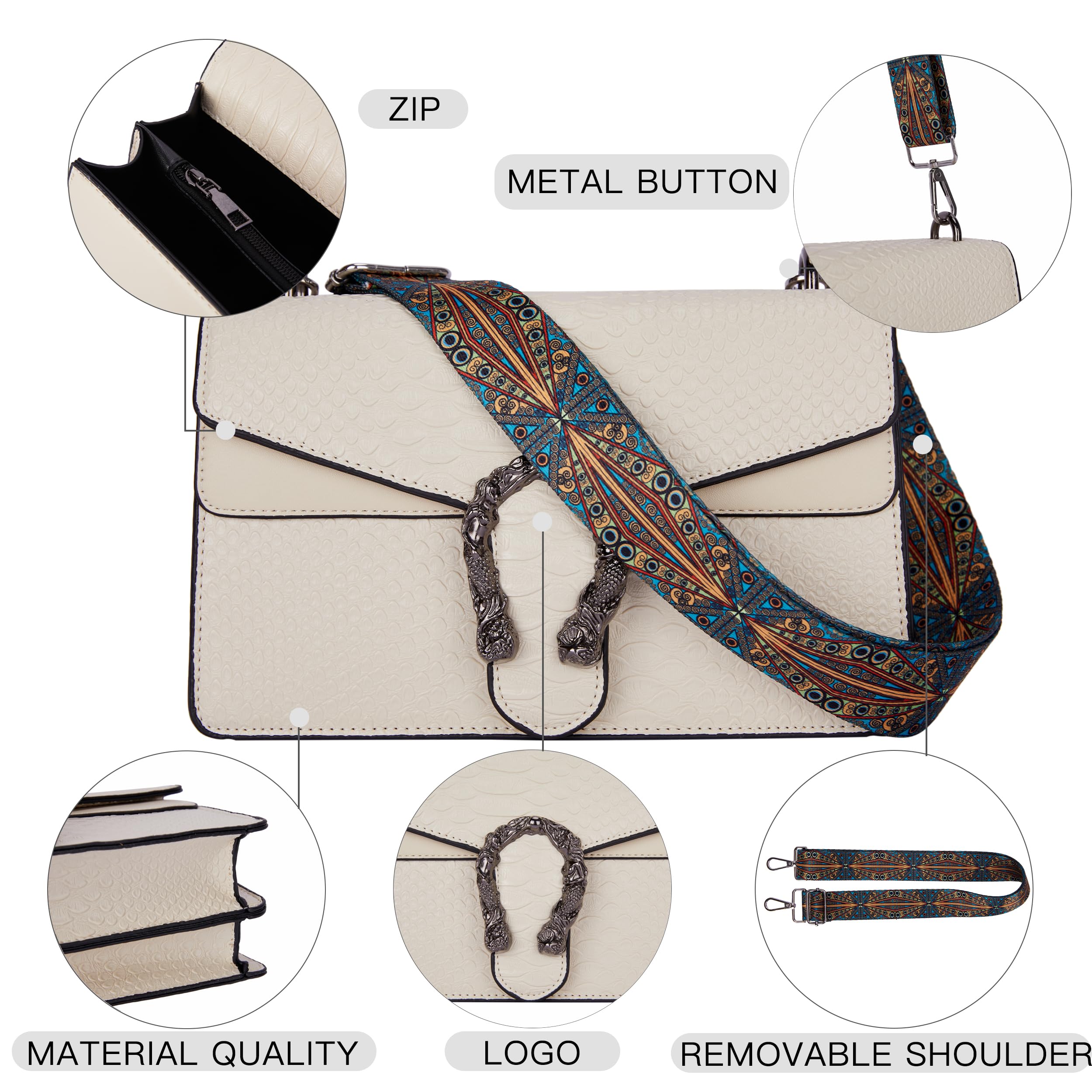 GLOD JORLEE Women's Crossbody Shoulder Bag - Embossed Snake Pattern PU Leather Handbag, Evening Clutch Purse for Casual Outings, Parties & Date Nights