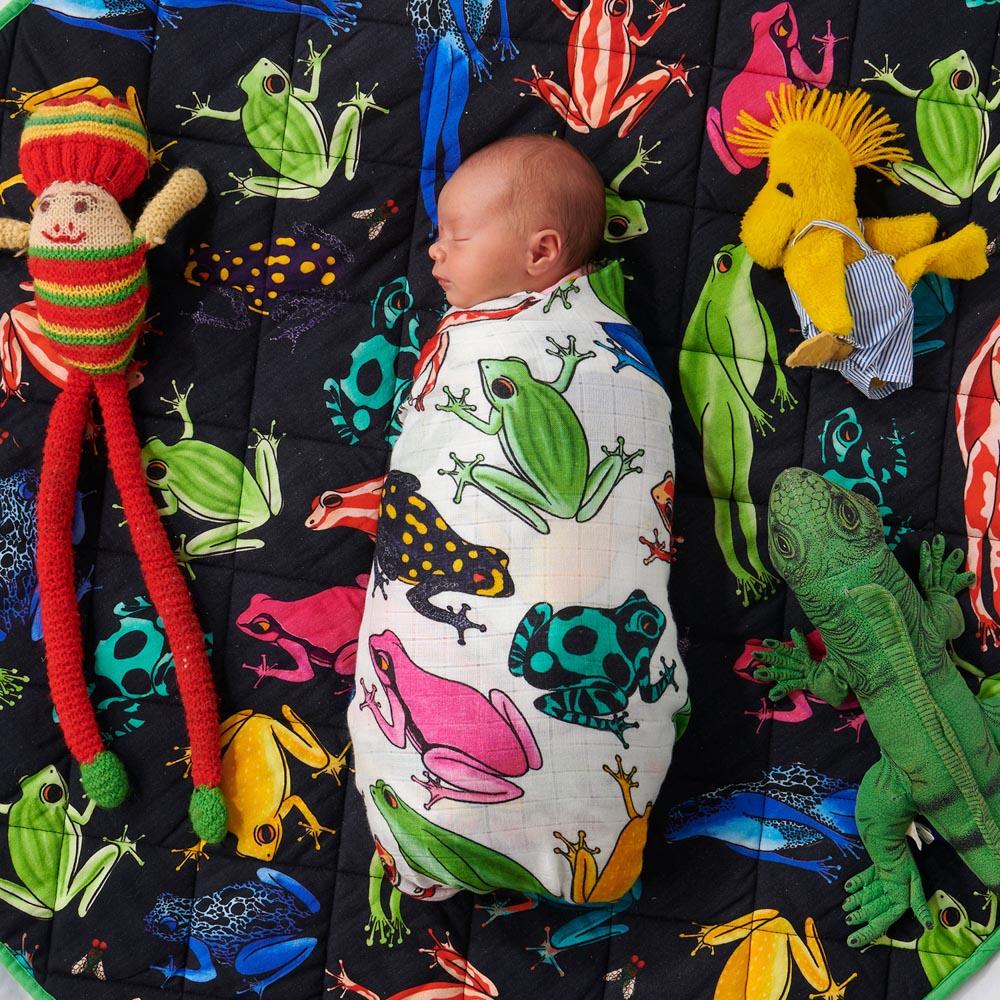 Premium Mr Frog Quilted Baby Play Mat - Soft, Non-Toxic & Washable for Nursery, Playtime & Tummy Time - Perfect for Infants & Toddlers