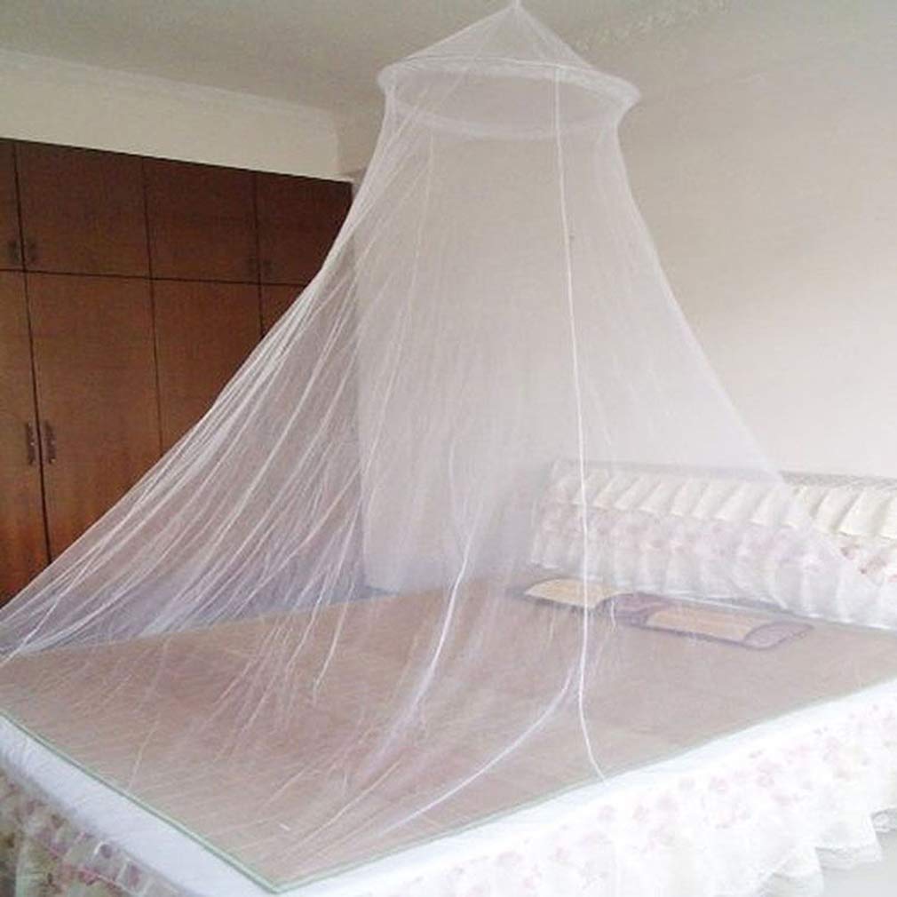 Elegant White Mosquito Net Round Lace Curtain Bed Canopy for Single to King Size Beds - Perfect for Home Bedroom Decor & Outdoor Camping Protection