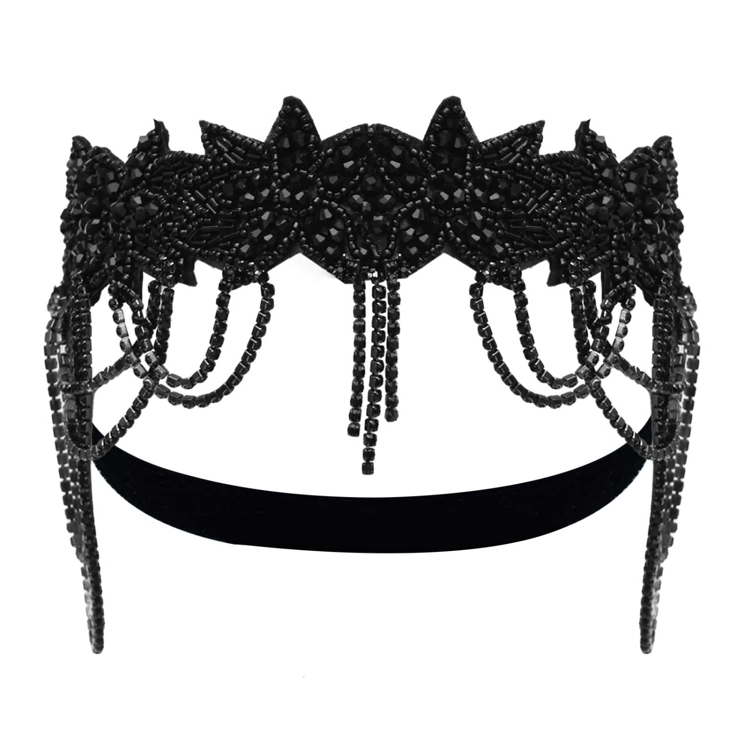 1920s Flapper Headband for Women - Black Great Gatsby Headpiece Vintage 1920s Headwear - Perfect for Roaring 20s Parties, Costume Events & Themed Weddings