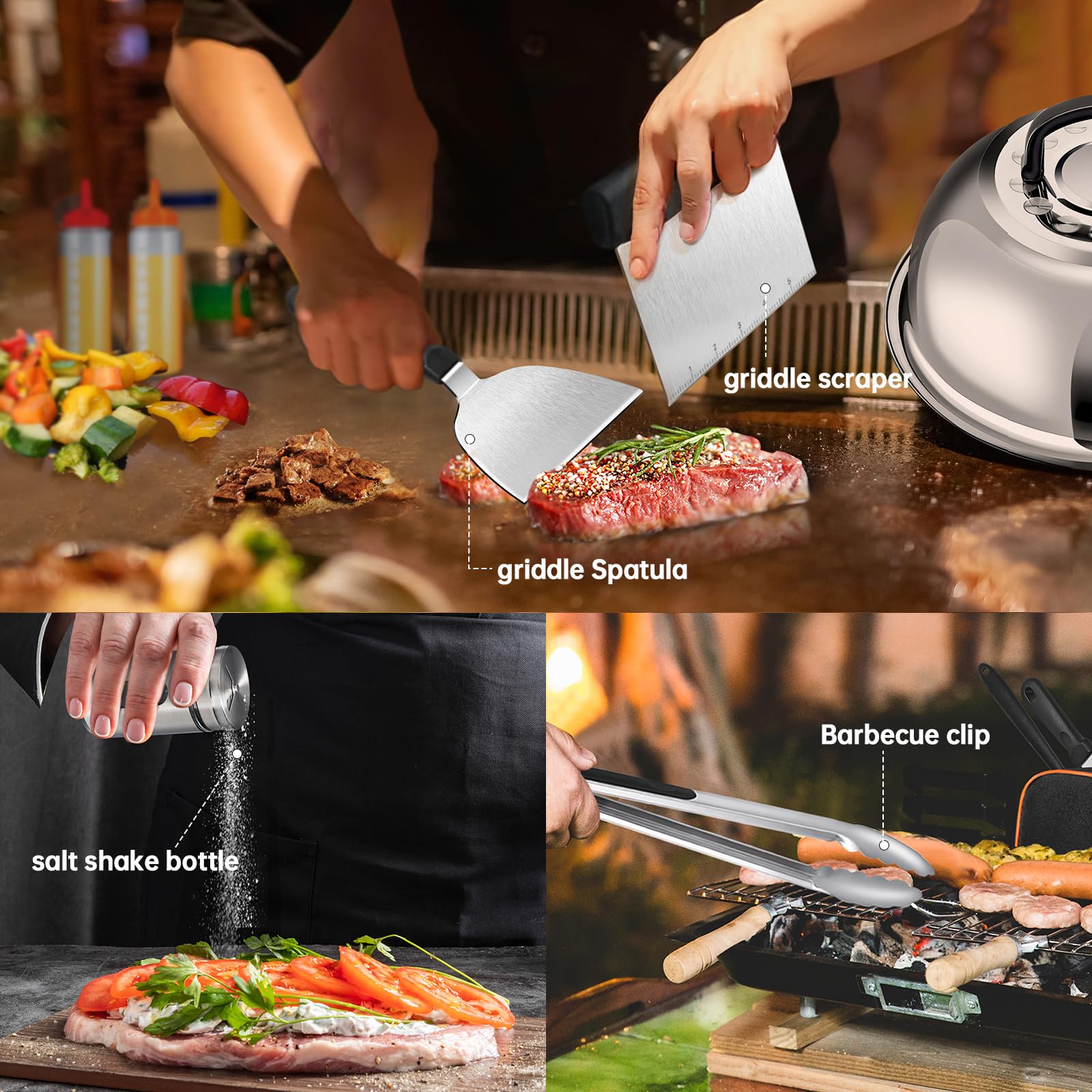 22PCS Griddle Accessories Kit for Blackstone & Camp Chef - Premium Flat Top Grill Tools Set with XL Spatulas, Basting Cover, Scraper & Silicone Grill Mat - Perfect for Outdoor BBQ, Camping & Backyard Cooking