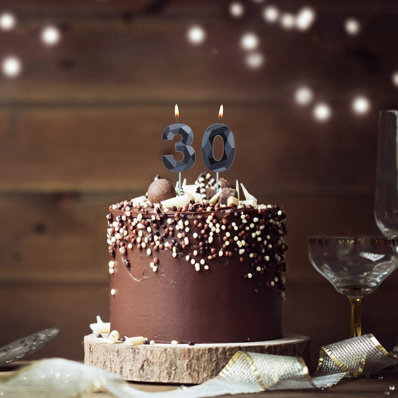 Nuanchu 2-Pack Number 30 Candles for Cake Decorating - 30th Birthday Party Supplies, Anniversary & Theme Party Cake Toppers - Perfect for Birthday Celebrations, Wedding Anniversaries, and Special Occasions