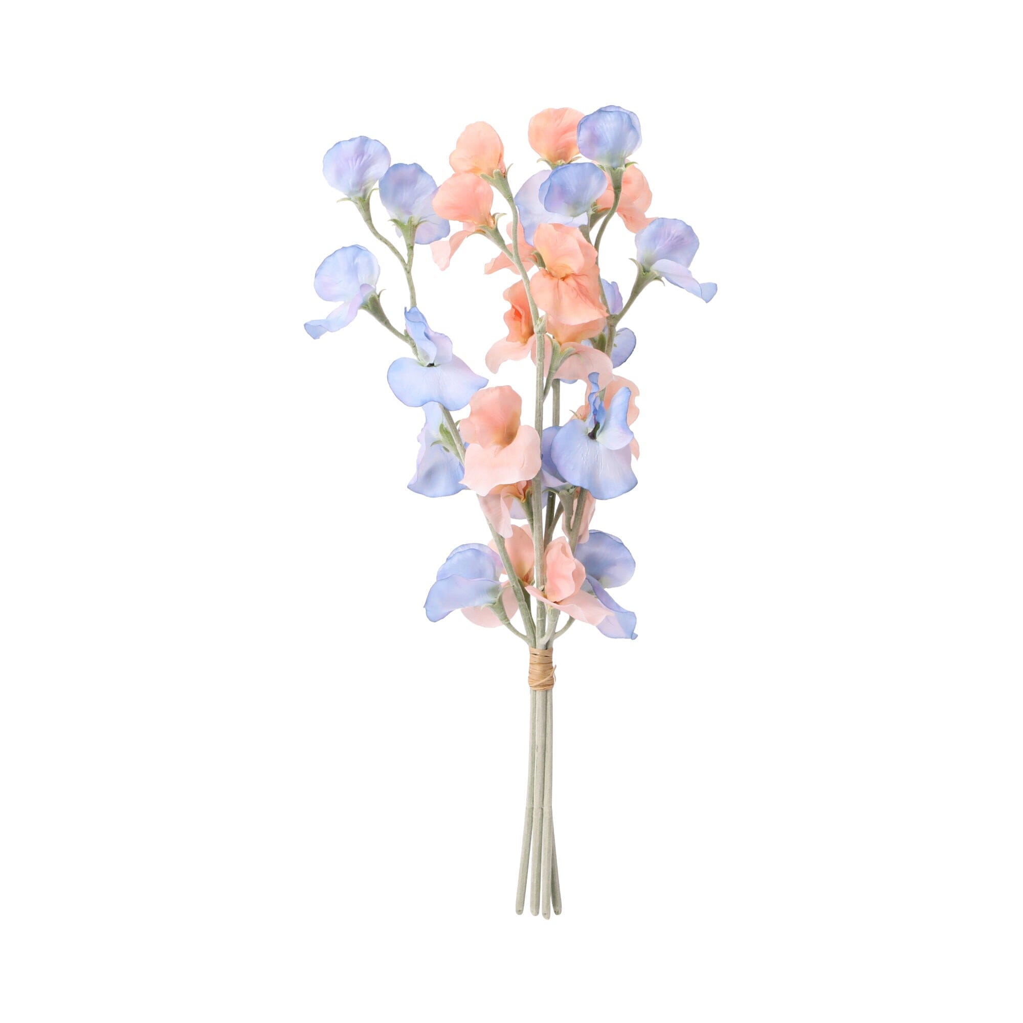 Mini Bouquet Sweet Pea Light Blue & Orange Artificial Flowers - Perfect for Wedding Centerpieces, Home Decor, and Party Arrangements