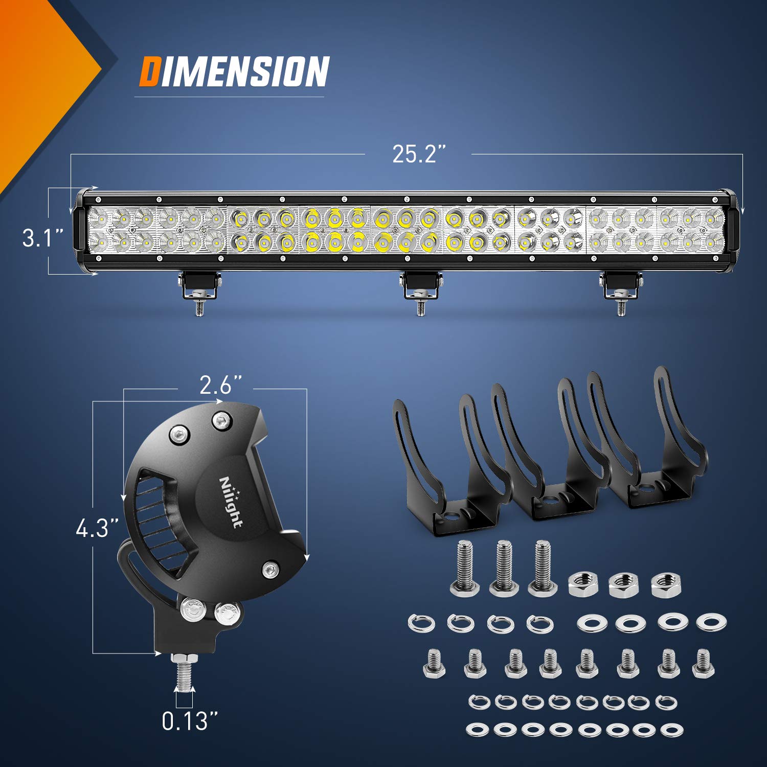 Nilight ZH405 25-Inch 162W LED Light Bar - Spot Flood Combo Off Road Lights with Wiring Harness Kit - Waterproof for Trucks, ATVs, UTVs - 2 Year Warranty - Perfect for Off-Roading, Camping & Night Driving