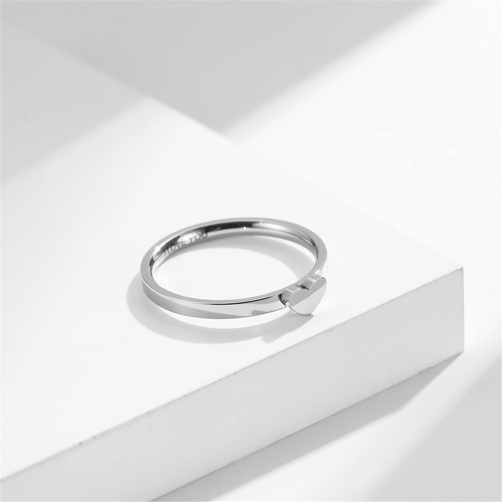 Matching Heart Promise Rings for Couples - I LOVE YOU Wedding Bands Set, Engagement Rings for Her and Him - Perfect for Anniversaries, Valentine's Day Gifts & Romantic Proposals