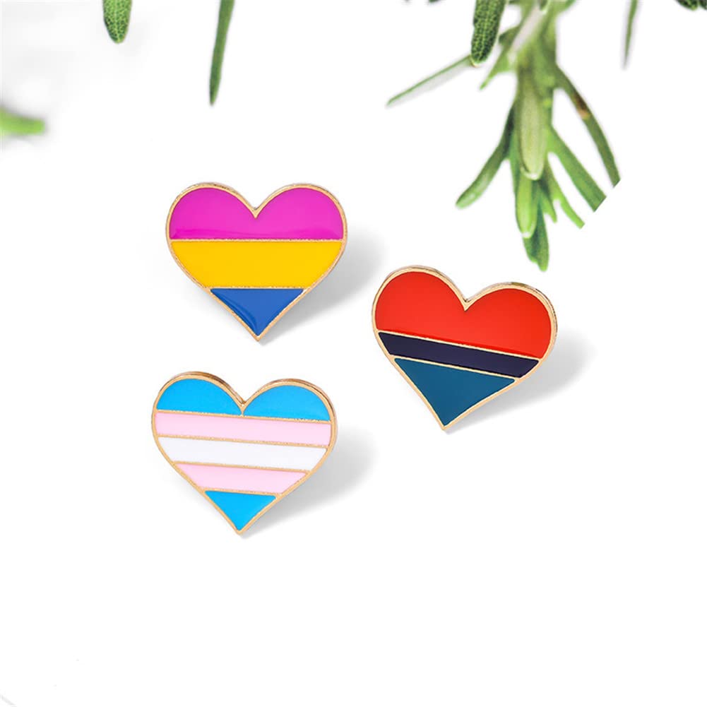 3Pcs LGBT Rainbow Heart Enamel Pins - Cute Cartoon Brooches for Women's Clothing, Bags & Accessories - LGBTQ Pride Jewelry Gift for Her - Perfect for Pride Month, Parties & Everyday Wear