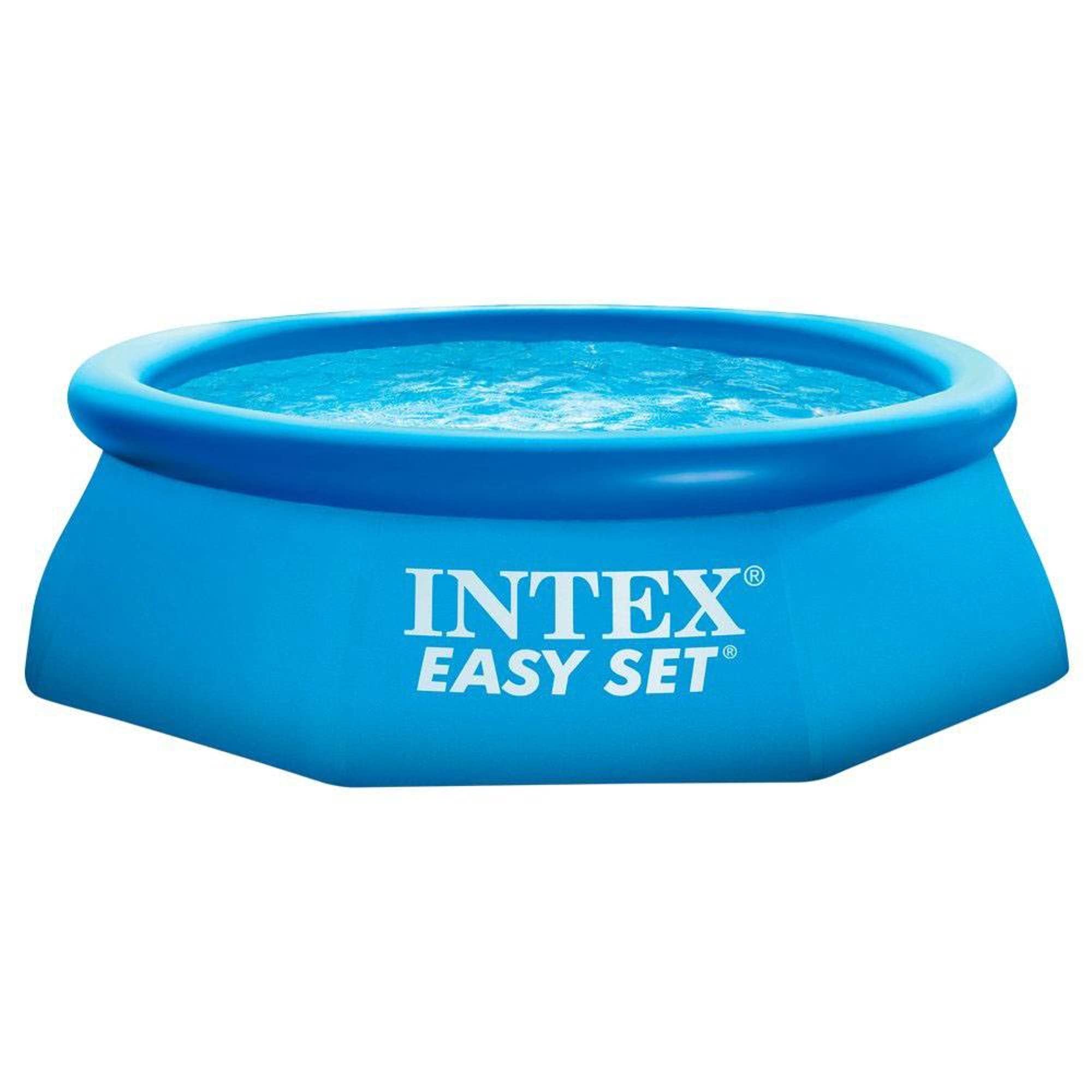 Intex 8ft x 30in Easy Set Inflatable Above Ground Polygonal Pool with Filter Pump - Perfect for Backyard Summer Fun, Family Gatherings & Outdoor Relaxation