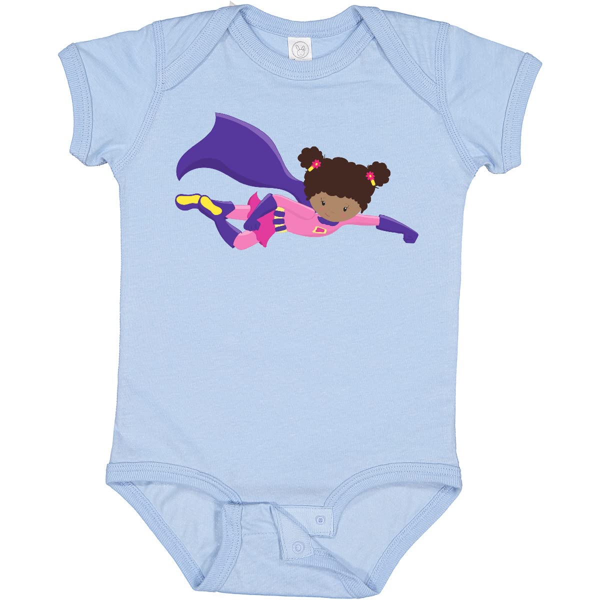 Inktastic African American Girl Superhero Cape Baby Bodysuit - Cute Outfit for Infants, Toddler Costume, Birthday Gift & Photo Shoot Outfit