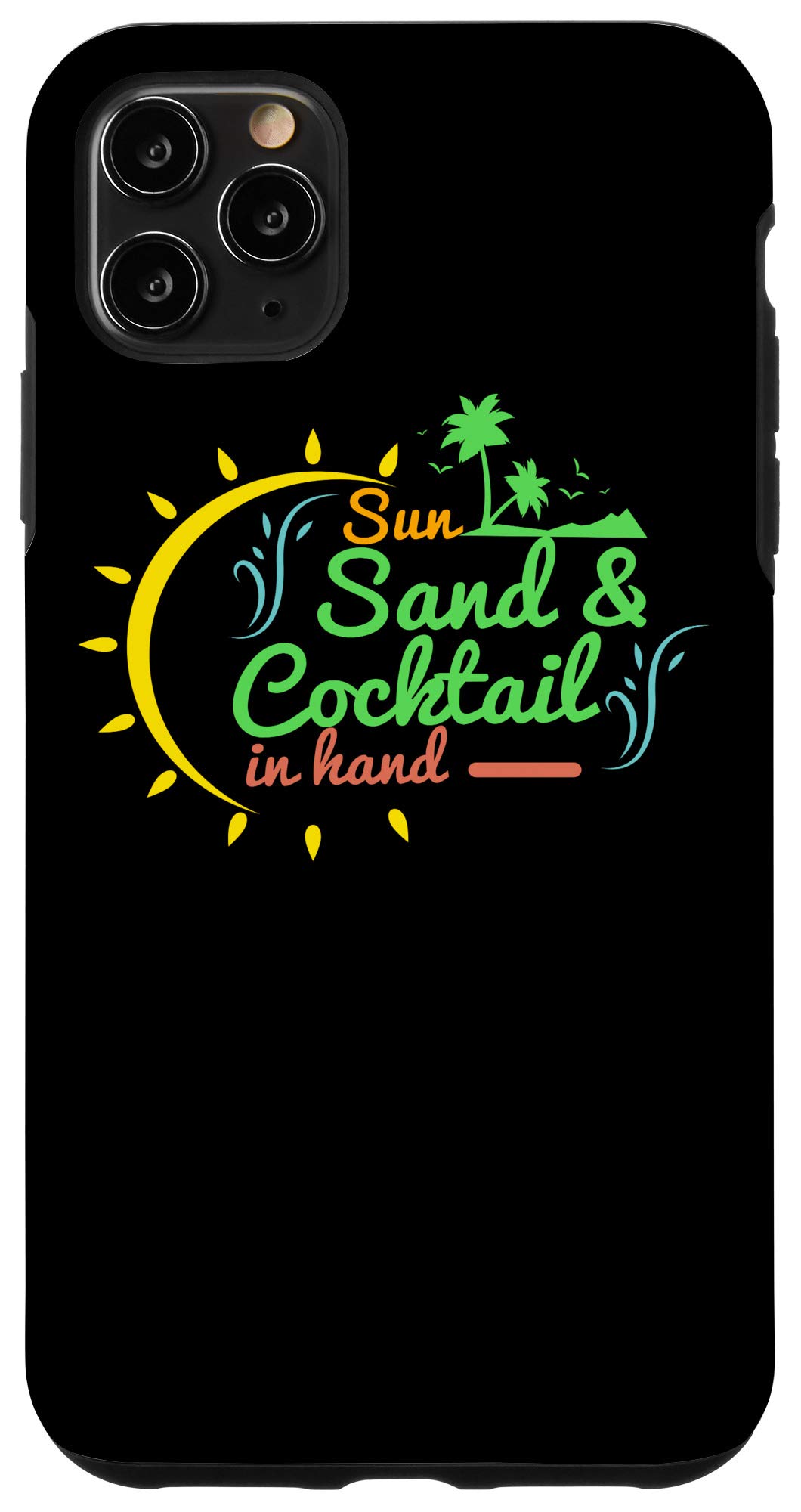 iPhone 11 Pro Max Case - Premium Shockproof Beach Design with Sun, Sand & Cocktail Print | Perfect for Vacation, Summer Travel & Outdoor Adventures