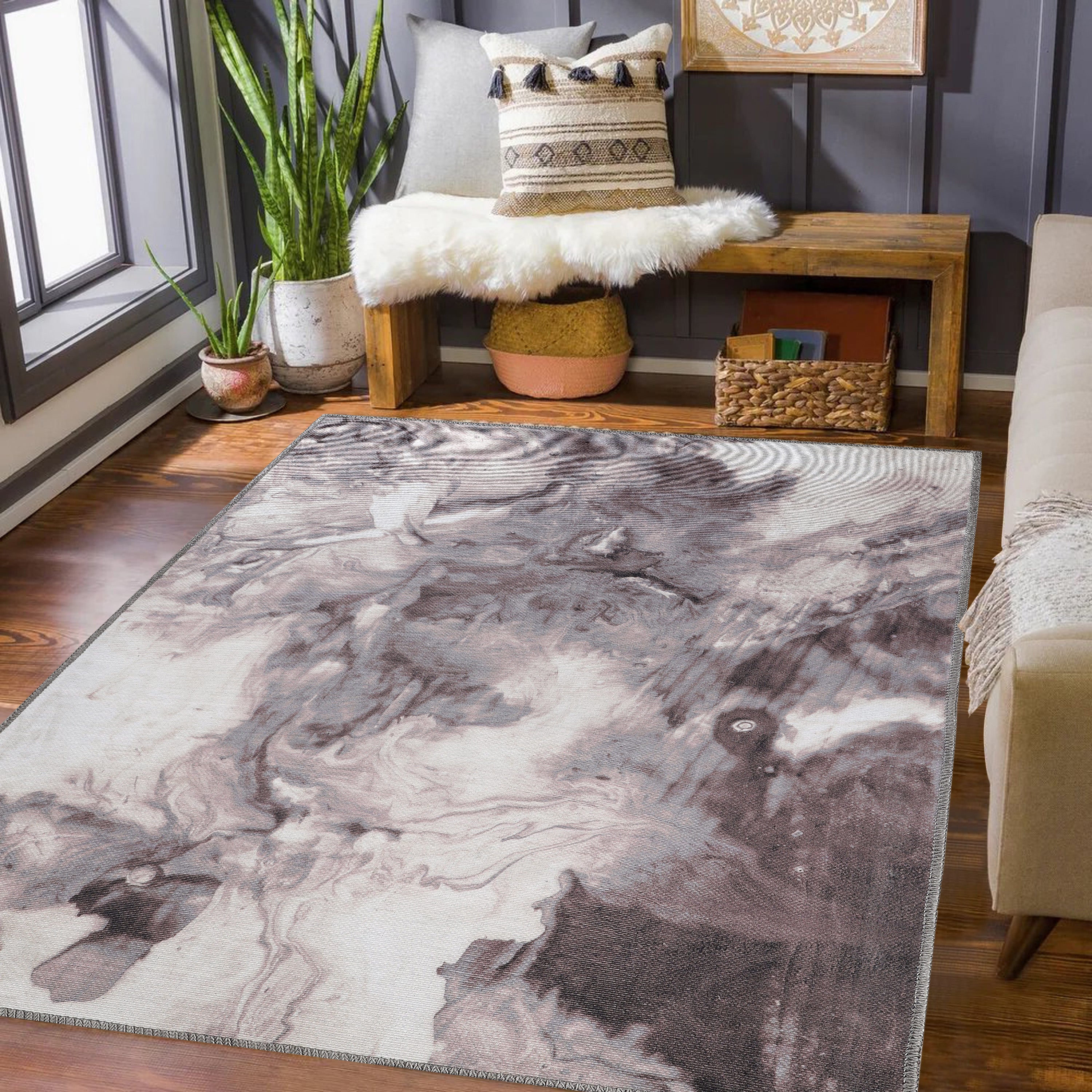Yuma Abstract Marble Pattern Non-Slip Area Rug & Runner - Perfect for Living Room, Bedroom, or Hallway Decor