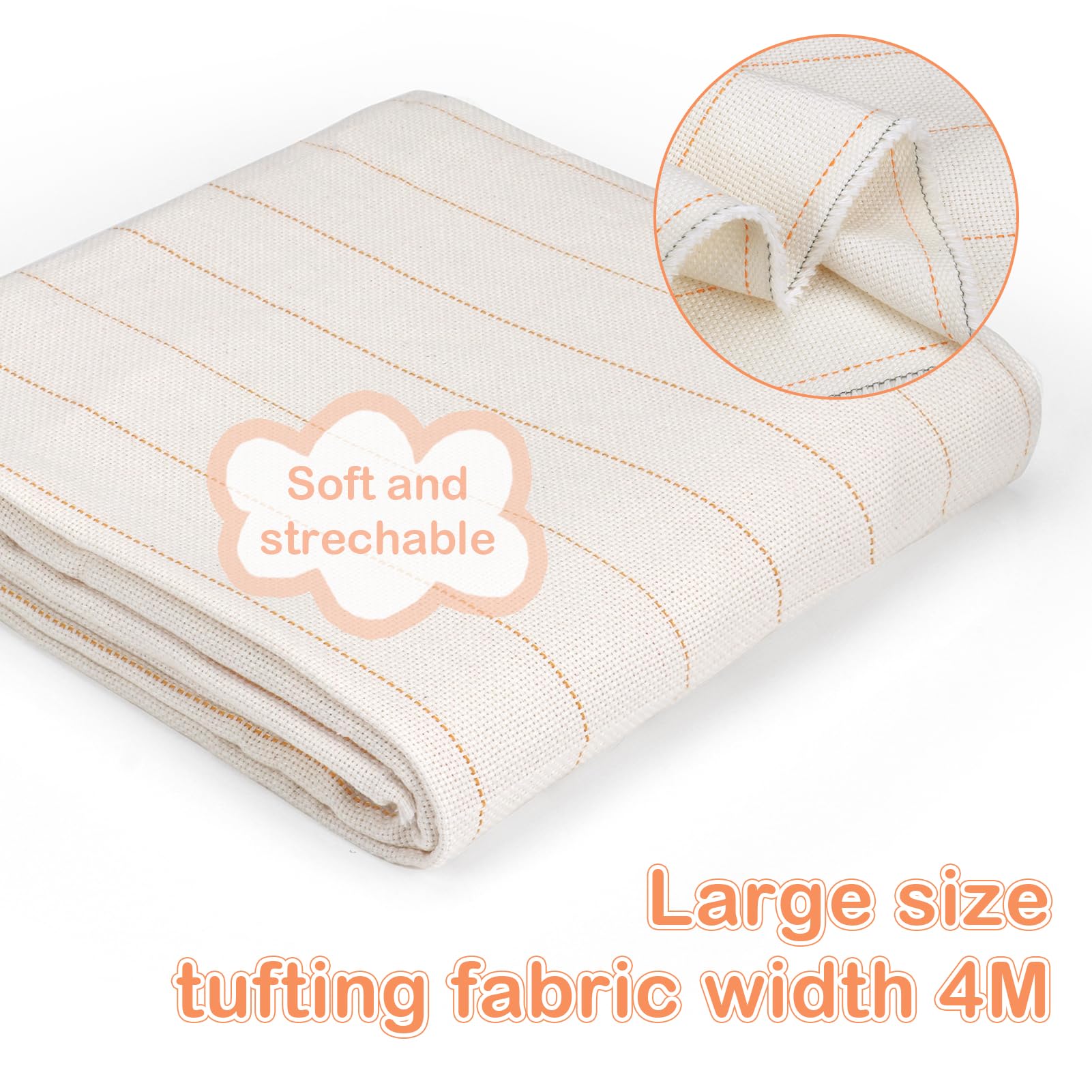 157''x78.5'' Primary Tufting Cloth Rug Backing Fabric for Rug Tufting Guns - 4M Width (4M*2M) - Perfect for DIY Rug Making, Home Decor, and Craft Projects
