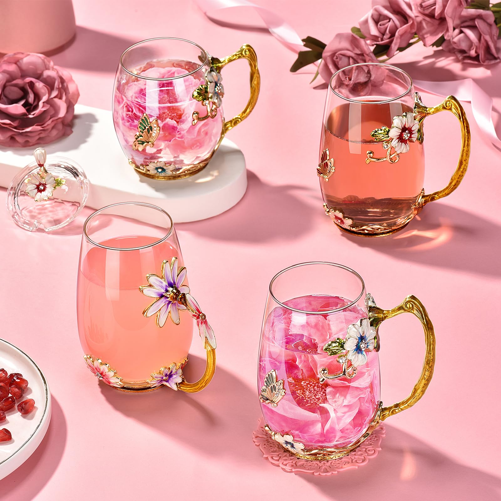 Wisolt Glass Tea & Coffee Mug with Spoon Set - Perfect Gift for Mom, Grandma, Sister, Teacher & Friends - Ideal for Mother's Day, Christmas, Anniversary & Valentine's Day - Great for Home, Office & Relaxing Tea Time