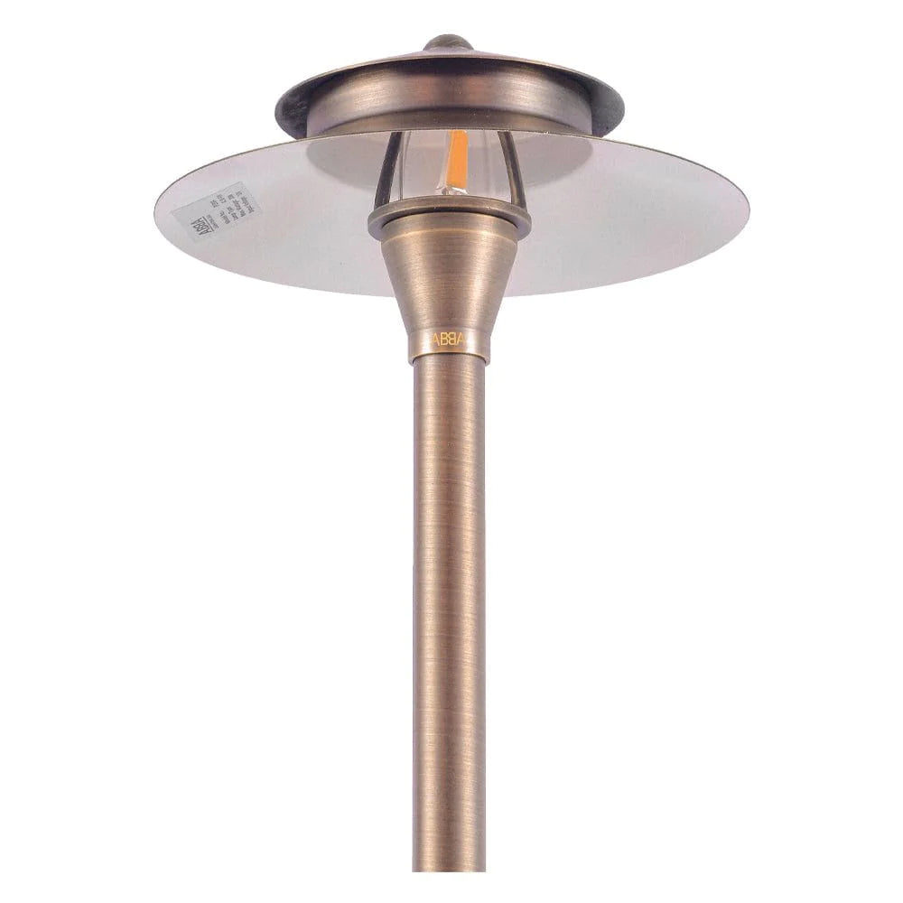 PLB04 Two Tier Brass LED Pagoda Low Voltage Pathway Light - Outdoor Garden Landscape Lighting for Walkways, Driveways, and Patios