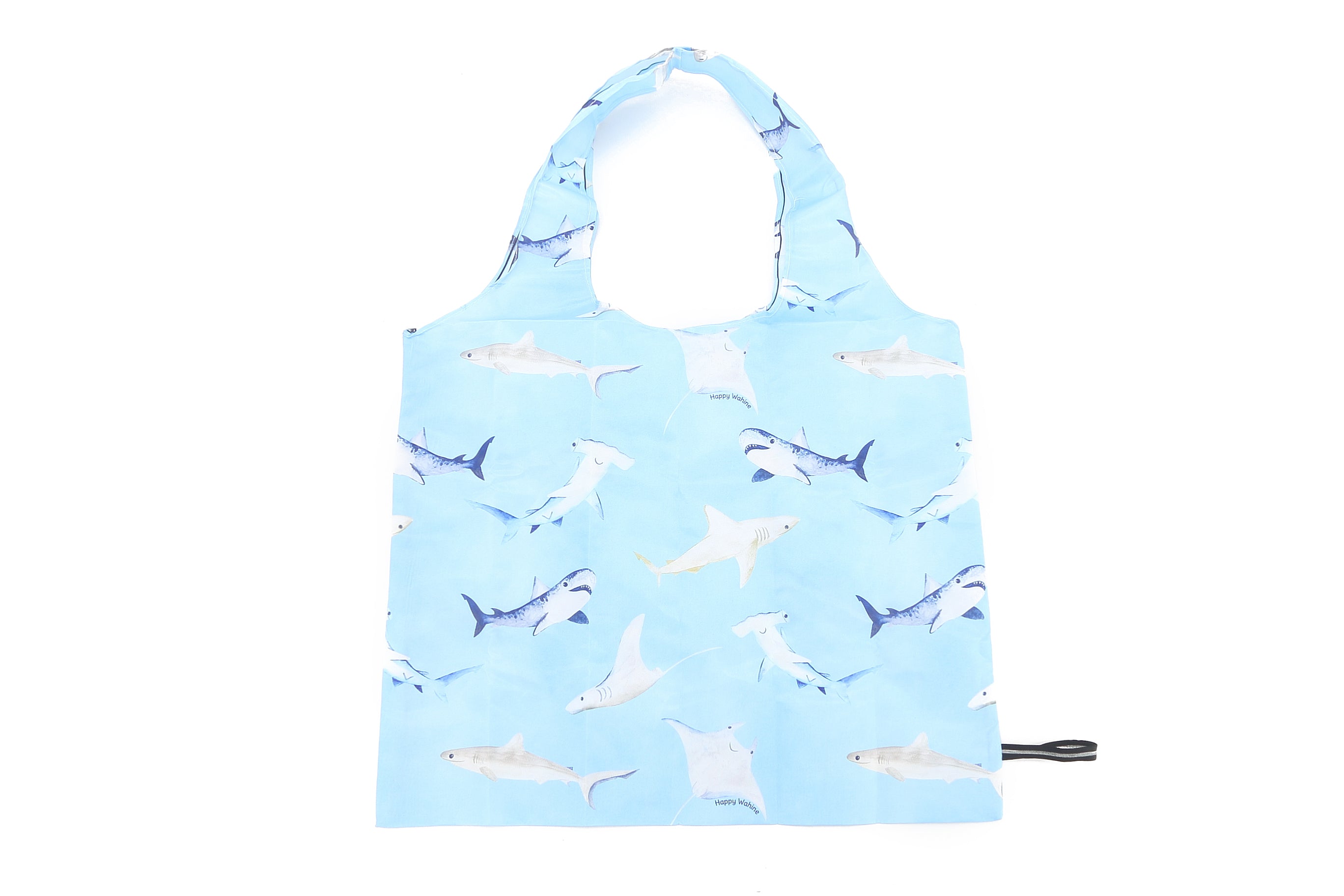 Foldable Backpack - Jake Happy Sharks Blue Waterproof Lightweight Travel Bag for School, Gym, Hiking & Outdoor Adventures