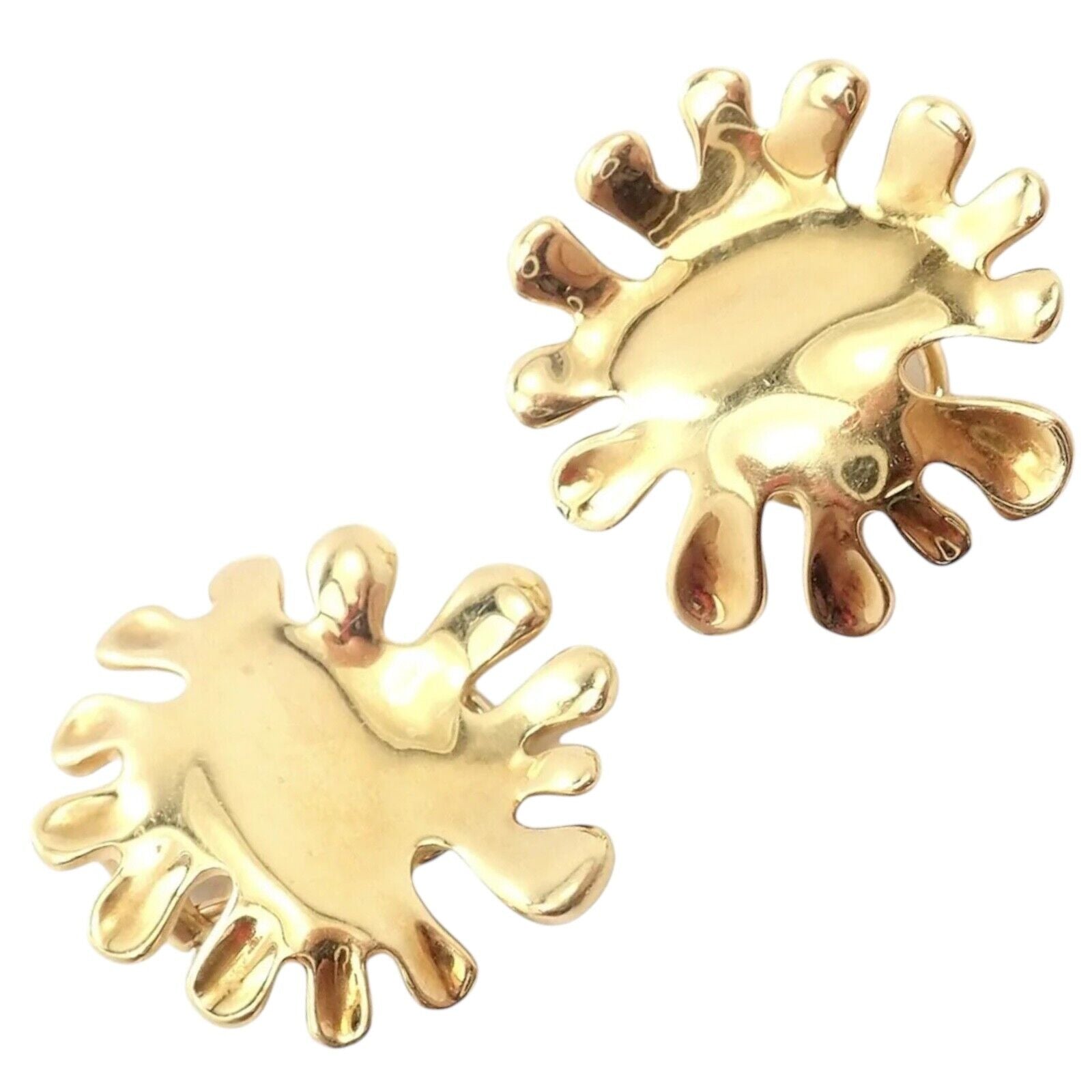 Authentic Tiffany & Co Cummings 18k Yellow Gold Nickelodeon Abstract Earrings - Luxury Jewelry for Women, Perfect Gift for Anniversary & Special Occasions
