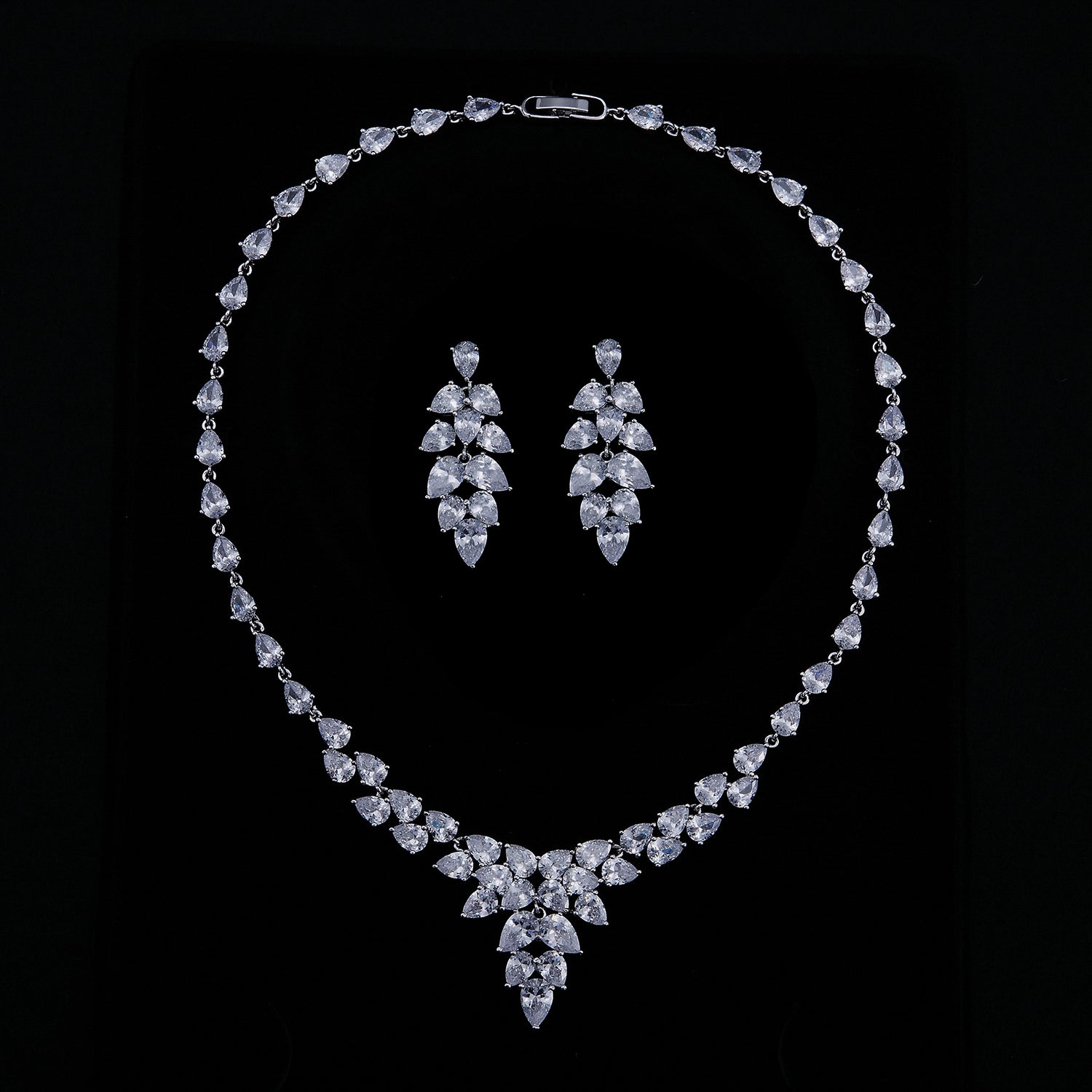 Stunning Cubic Zirconia Bridal Jewelry Set - Wedding Necklace & Earrings CN10278 | Perfect for Brides, Bridesmaids, and Formal Occasions