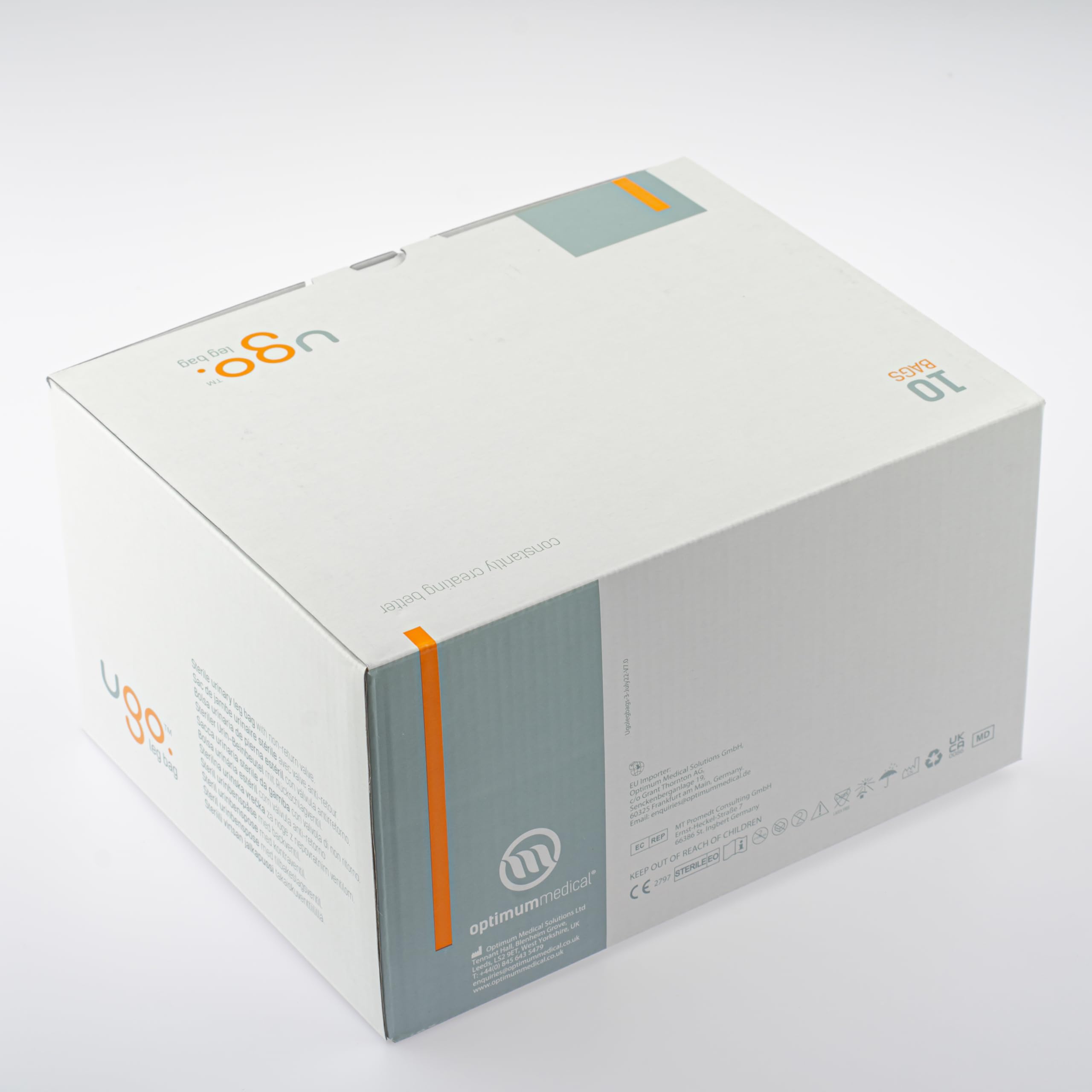 Ugo Leg Bags (Pack of 10) - 500ml Urine Drainage Catheter Bags with T-Tap, Soft Fabric Backing & Ergonomic Leg-Shape Design for Comfort - Ideal for Daily Use, Travel, and Post-Surgery Care (Ugo 3H Short Tube)