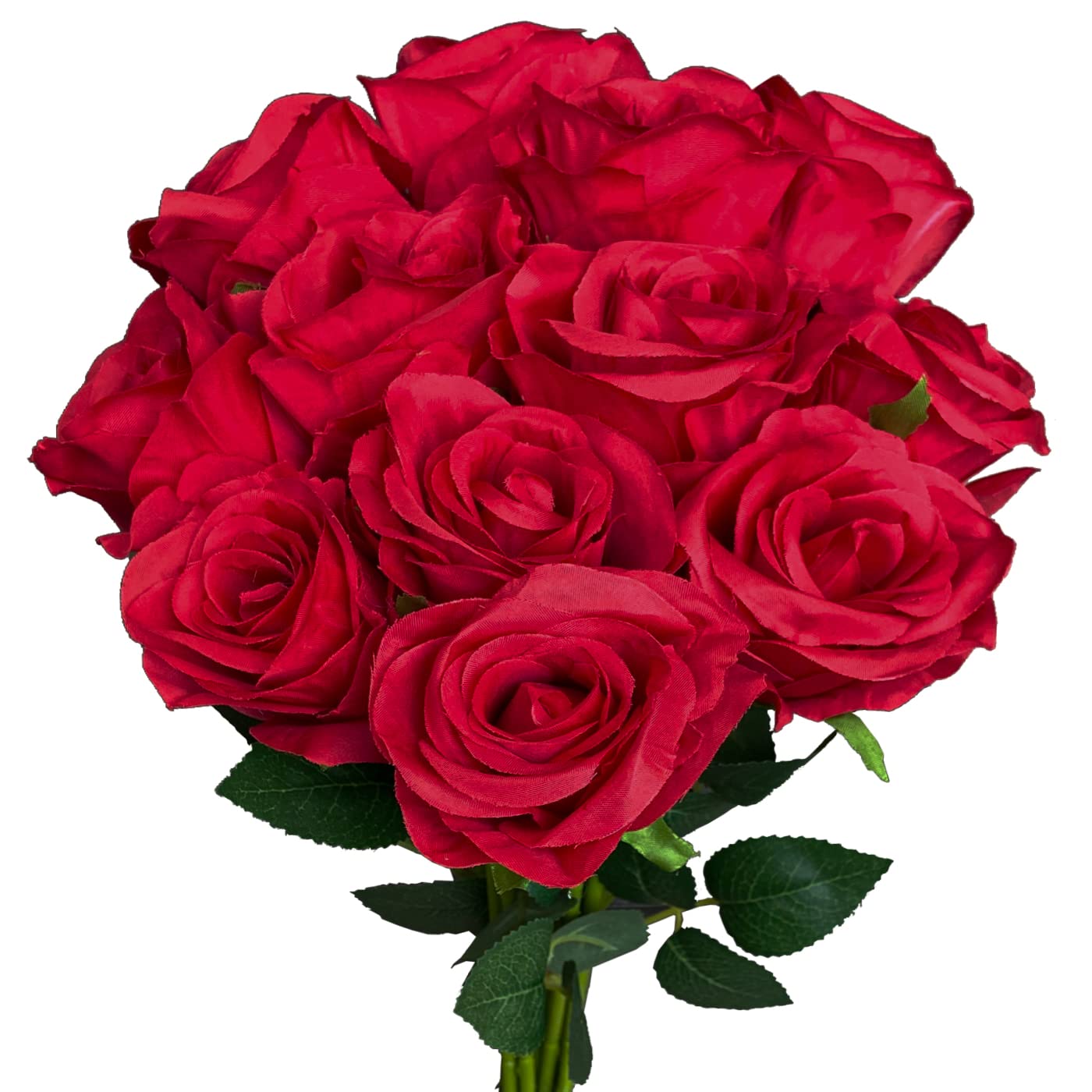 12 PCS Realistic Artificial Silk Roses with Long Stems - Fake Rose Flower Bouquets for Wedding, Home, Party Decoration - Perfect for Centerpieces, DIY Arrangements & Gift Giving (Red)