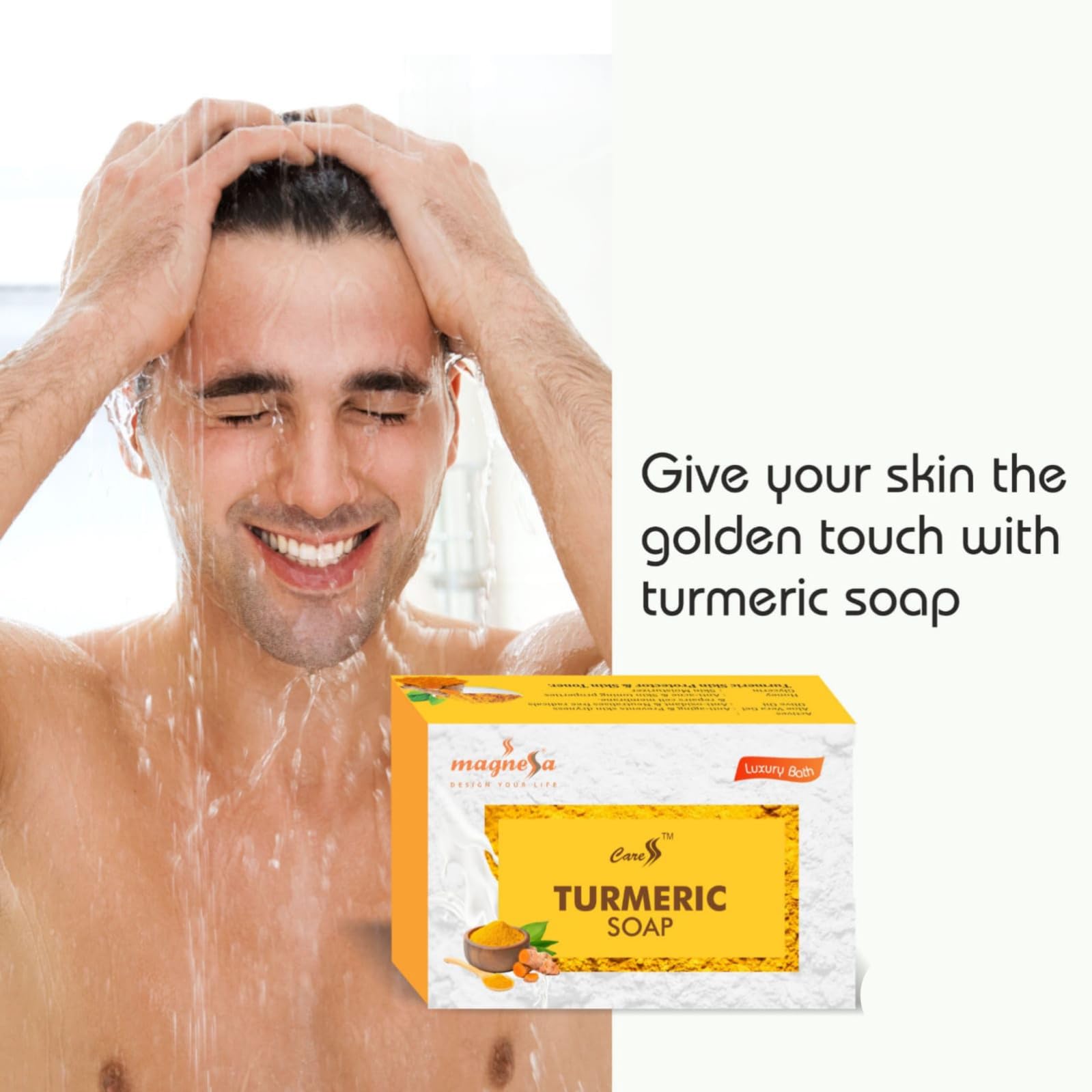 Magnessa Turmeric Soap (75g) - Natural Skin Brightening & Acne Treatment - Perfect for Daily Face & Body Cleansing