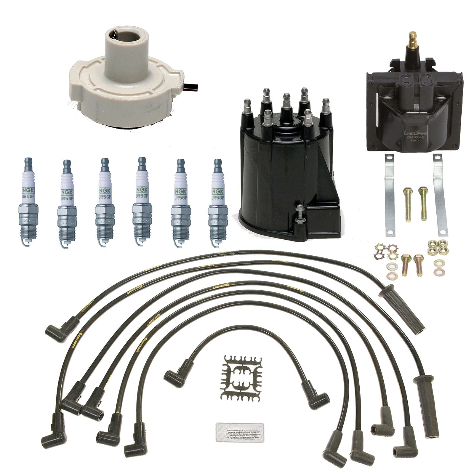 88-91 Chevy GMC 4.3L Replacement Coil Service Kit with Wires & Platinum Spark Plugs - High Performance Ignition Upgrade for Smooth Engine Operation - Ideal for DIY Mechanics & Truck Restoration Projects