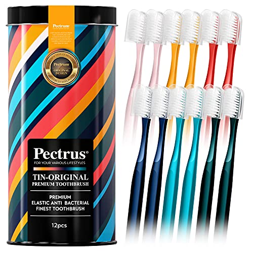Pectrus Ultra Soft Manual Toothbrushes for Adults & Seniors - Gentle on Sensitive Teeth & Receding Gums - Regular Size Head - Eco Friendly Recycled Packaging - Pack of 12 - Perfect for Daily Oral Care & Travel Use