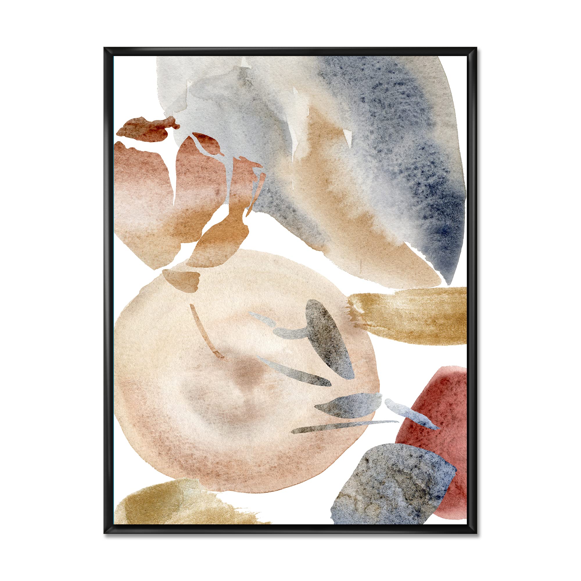 Abstract Pastel Wall Art with Red, Pink, Beige & Gold Spots - Modern Framed Canvas Print for Living Room, Bedroom & Office Decor