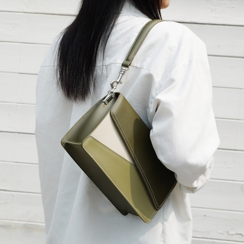 Modern Geometric Colorblock Crossbody Bag for Women - Stylish & Trendy Shoulder Purse for Work, Travel & Everyday Use
