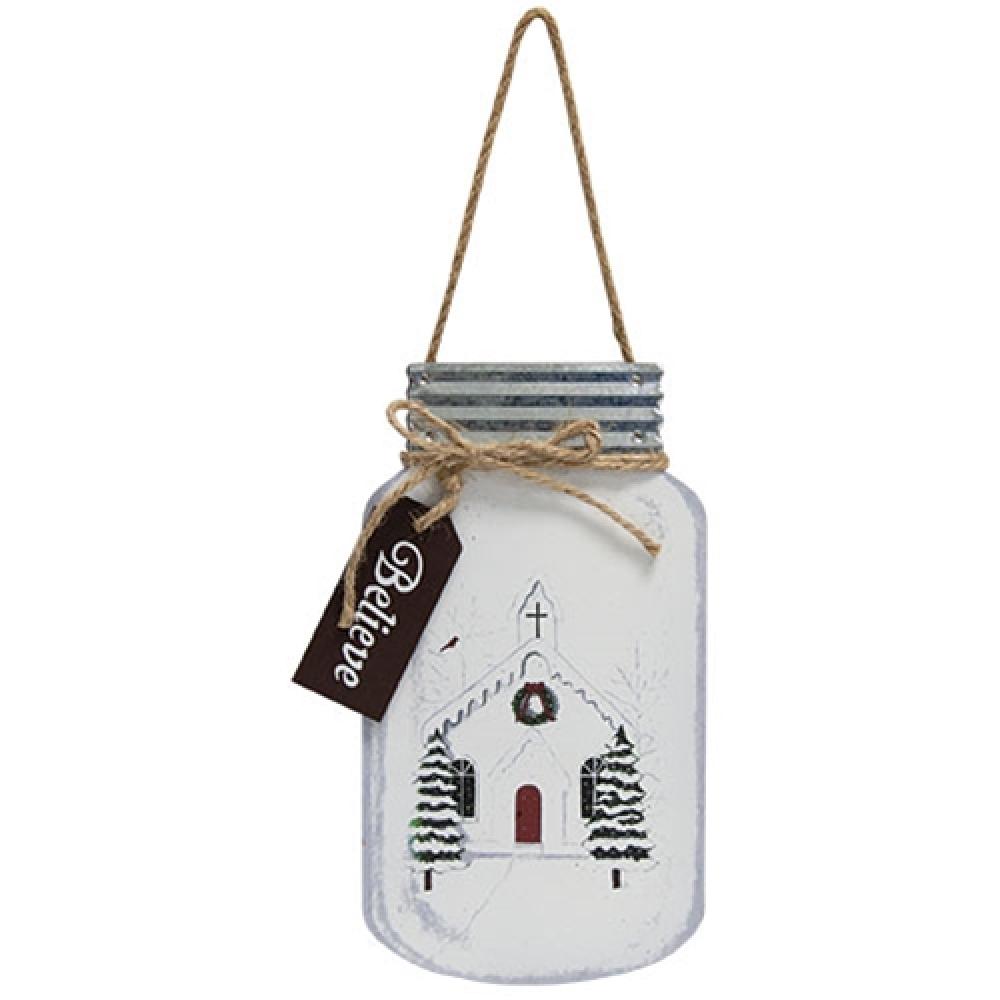 Christmas Mason Jar Hanger - Rustic Church Decor for Holiday Home, Wedding & Party Decorations - Perfect for Farmhouse, Christmas Tree, and Seasonal Display