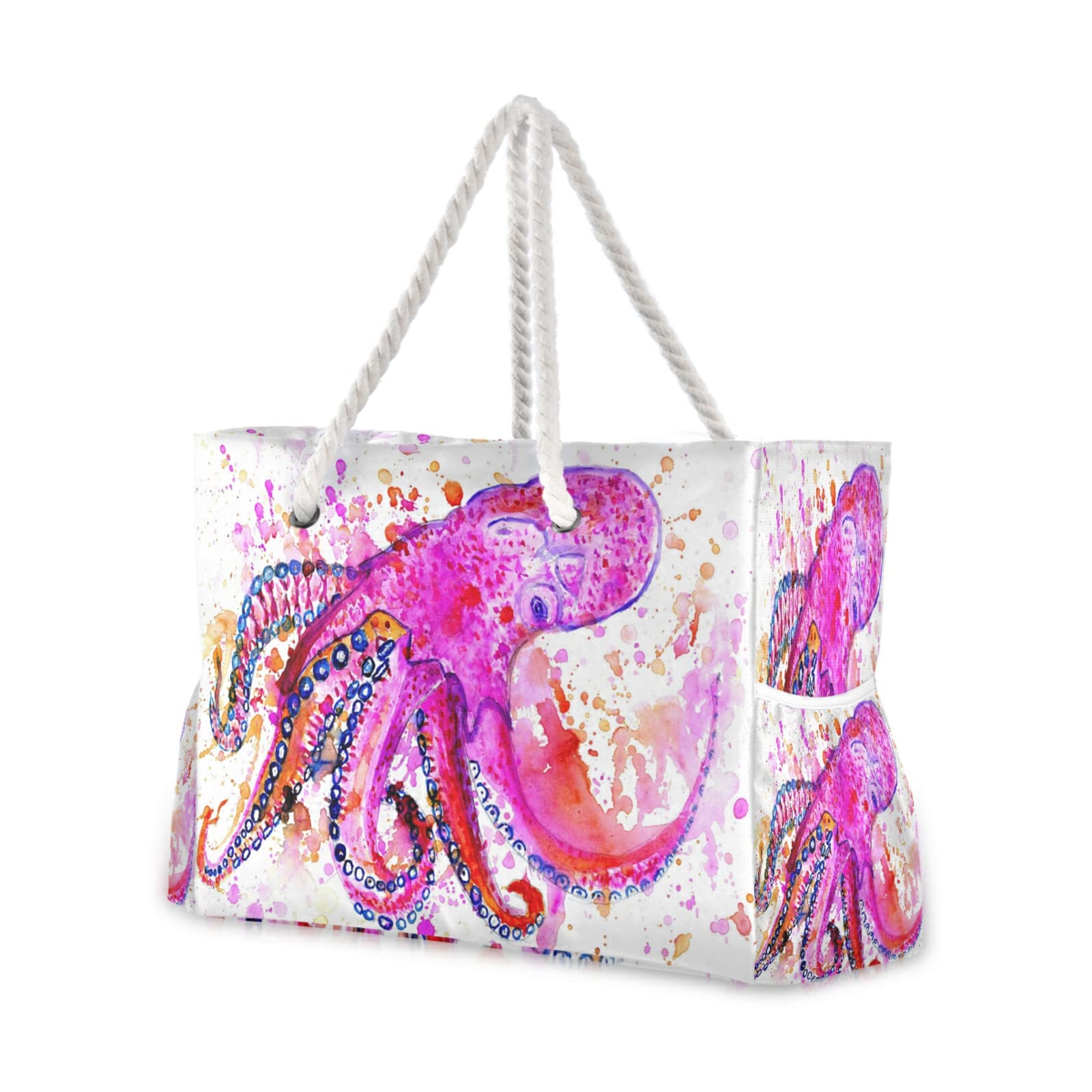 ALAZA Ocean Sea Animal Octopus Tote Bag - Large Beach Bag with Rope Handles for Shopping, Groceries, Travel & Outdoor Activities | Perfect for Beach Trips, Picnics and Summer Vacations