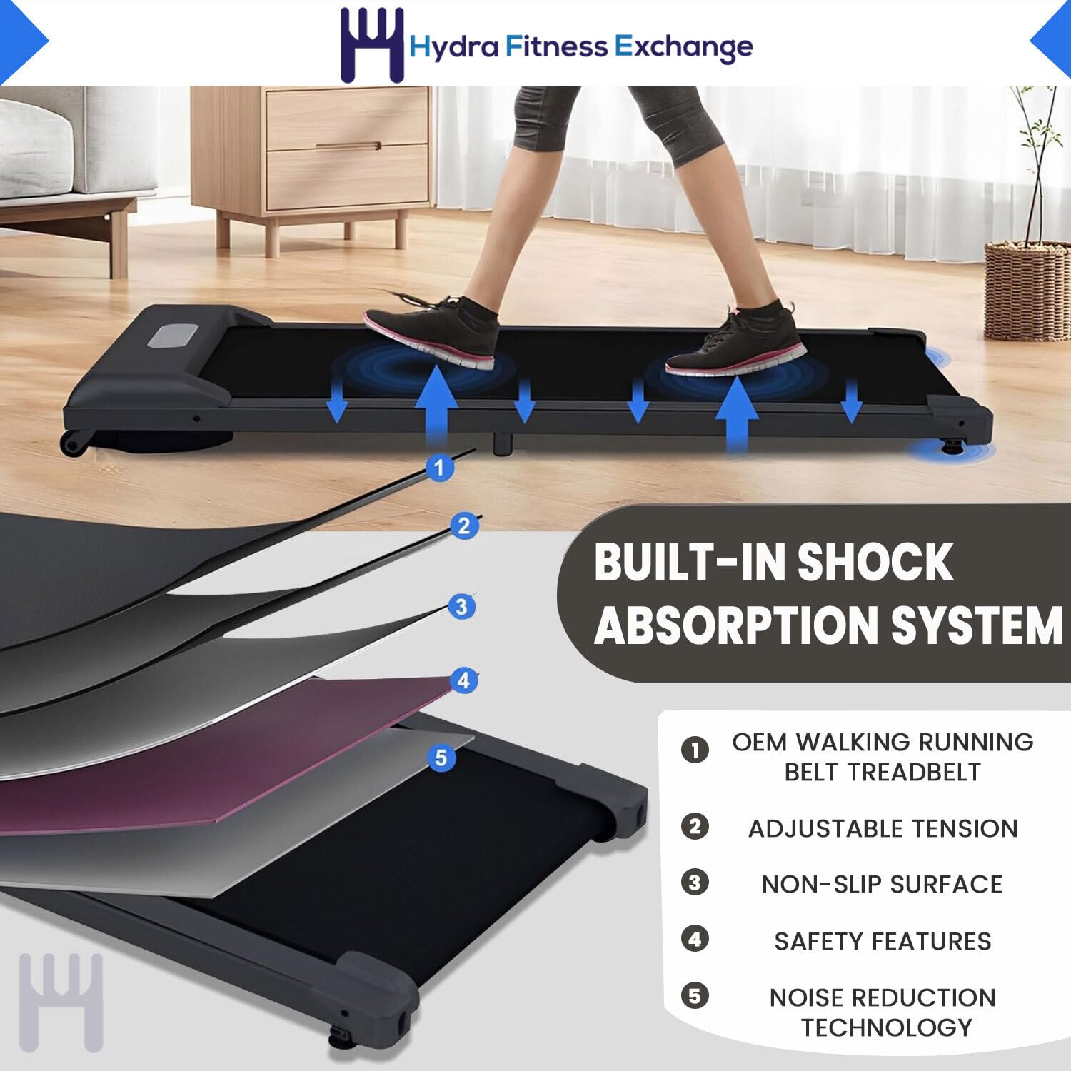 OEM Under Desk Treadmill Walking Pad Replacement Belt - Black Polyester Treadbelt for Elite T7 & TM475 Models (Part# 1000337826) | Perfect for Home Office Workouts & Compact Exercise Spaces
