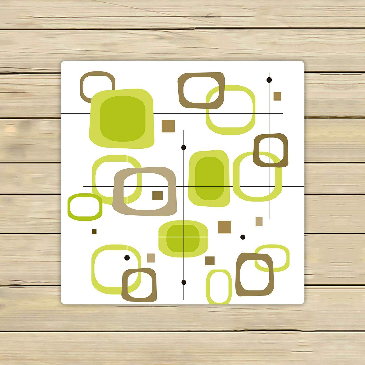 Retro Lime Green & Brown Square Pattern Beach Towel - 13x13 Inch Soft Absorbent Bath Towel for Pool, Shower, Travel & Outdoor Activities