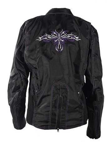 Women's Lightweight Textile Jacket with Purple Hoodie & Butterfly Embroidery - Spring Outerwear for Casual Wear, Street Fashion & Outdoor Activities