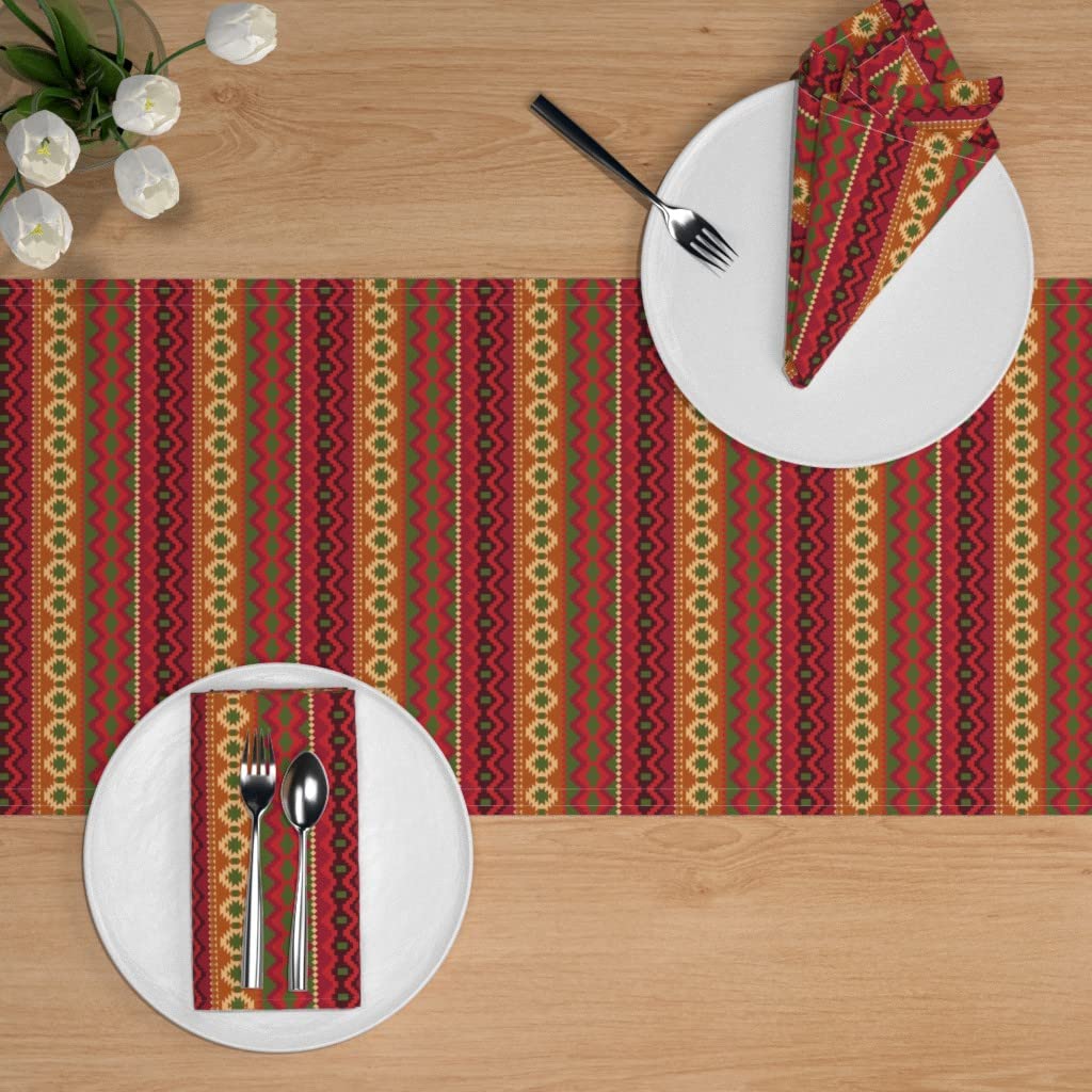 Custom Mexican Print Cotton Sateen Table Runner 72
