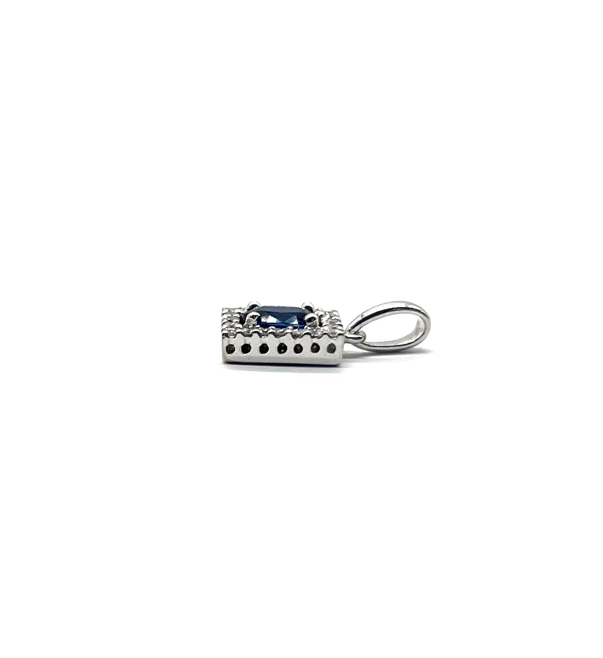 14K White Gold Sapphire and Diamond Halo Pendant Necklace for Women - Elegant Jewelry Gift for Anniversary, Birthday & Special Occasions